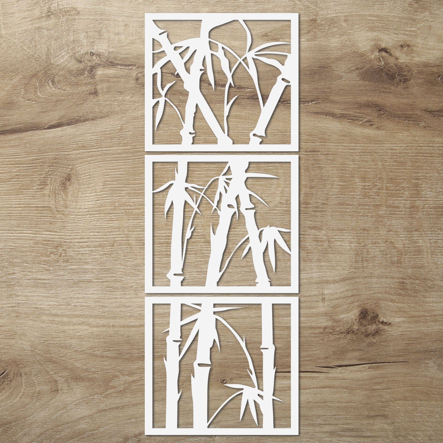 Wanddeko Bambus XXL Holz Wanddekoobjekt Weiß Namofactur