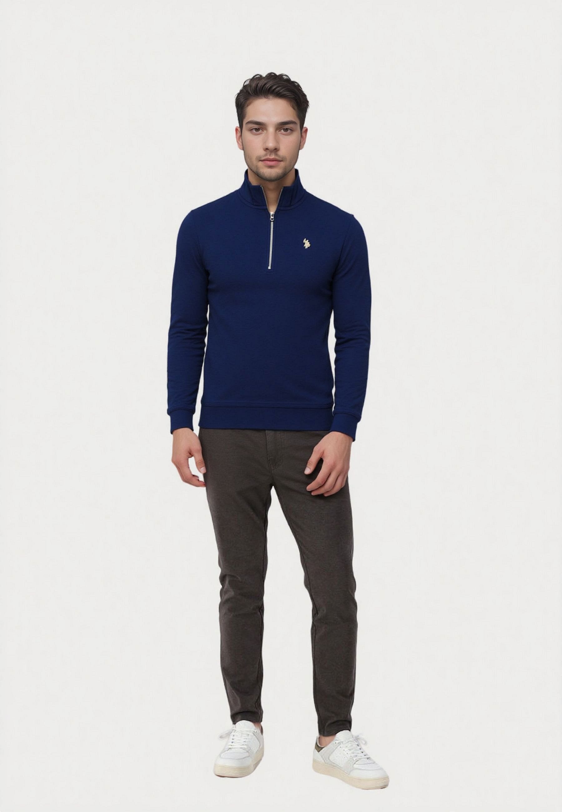 U.S. Polo Assn. Strickpullover Pullover Troyer Half Zip (1-tlg)