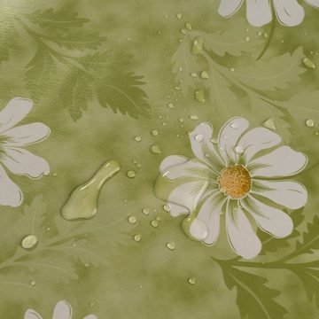 laro Tischdecke Wachstuch-Tischdecken Margeriten Grün Weiß Blumen rechteckig