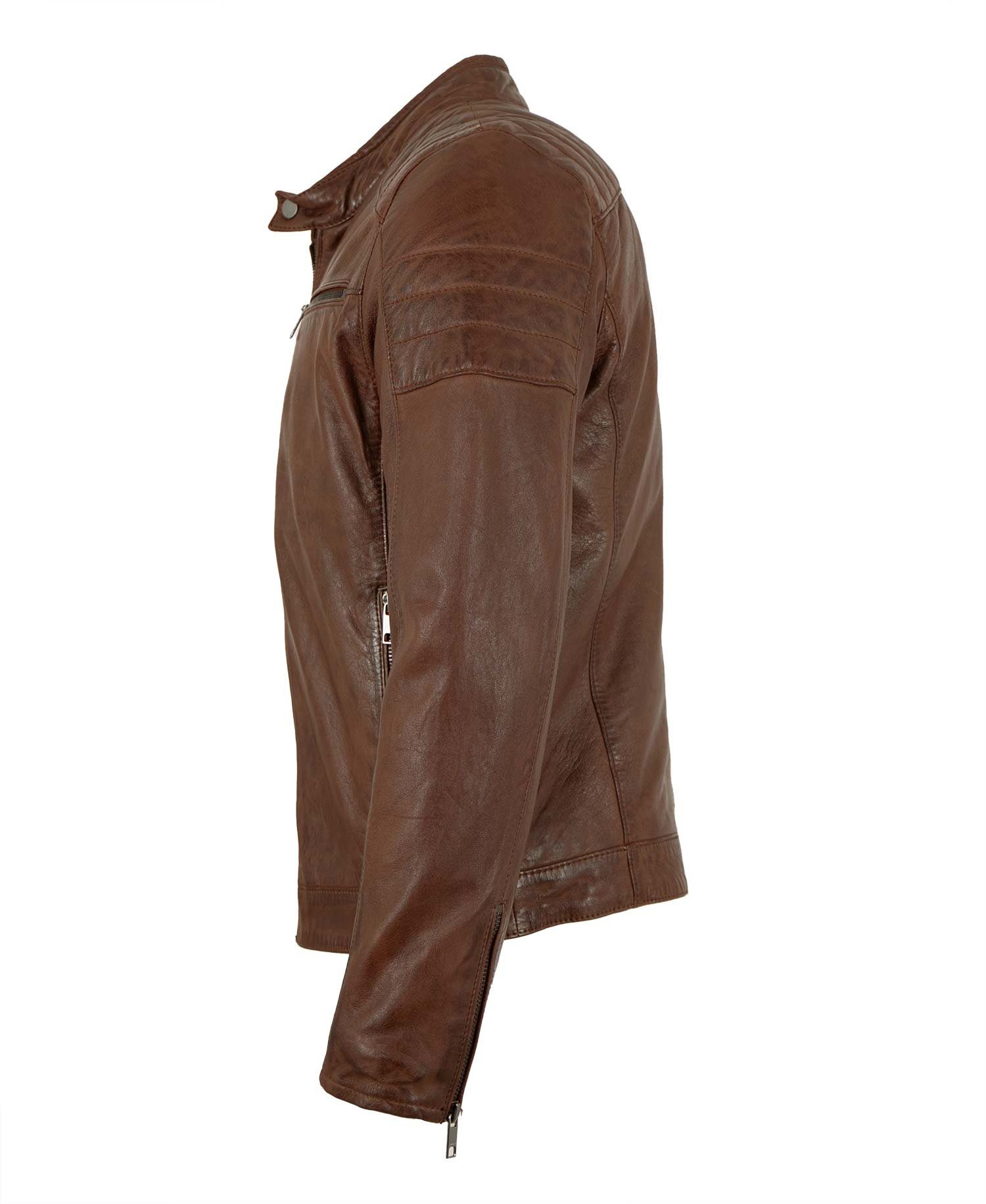 Deercraft Lederjacke DMEldrick Deercraft - Herren Lederjacke Lammnappa dunkel cognac