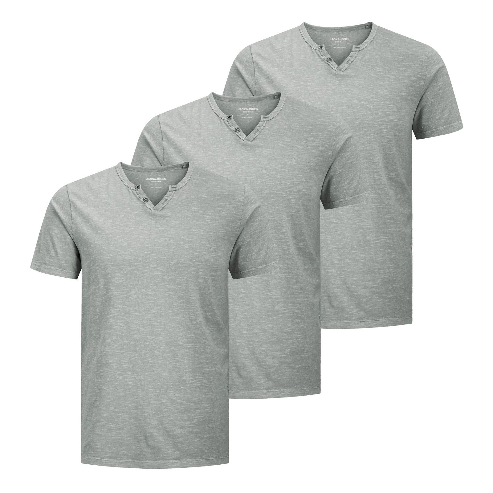 Jack & Jones T-Shirt 3er Pack Shirts mit Splitneck-Ausschnitt und zwei Deko günstig online kaufen