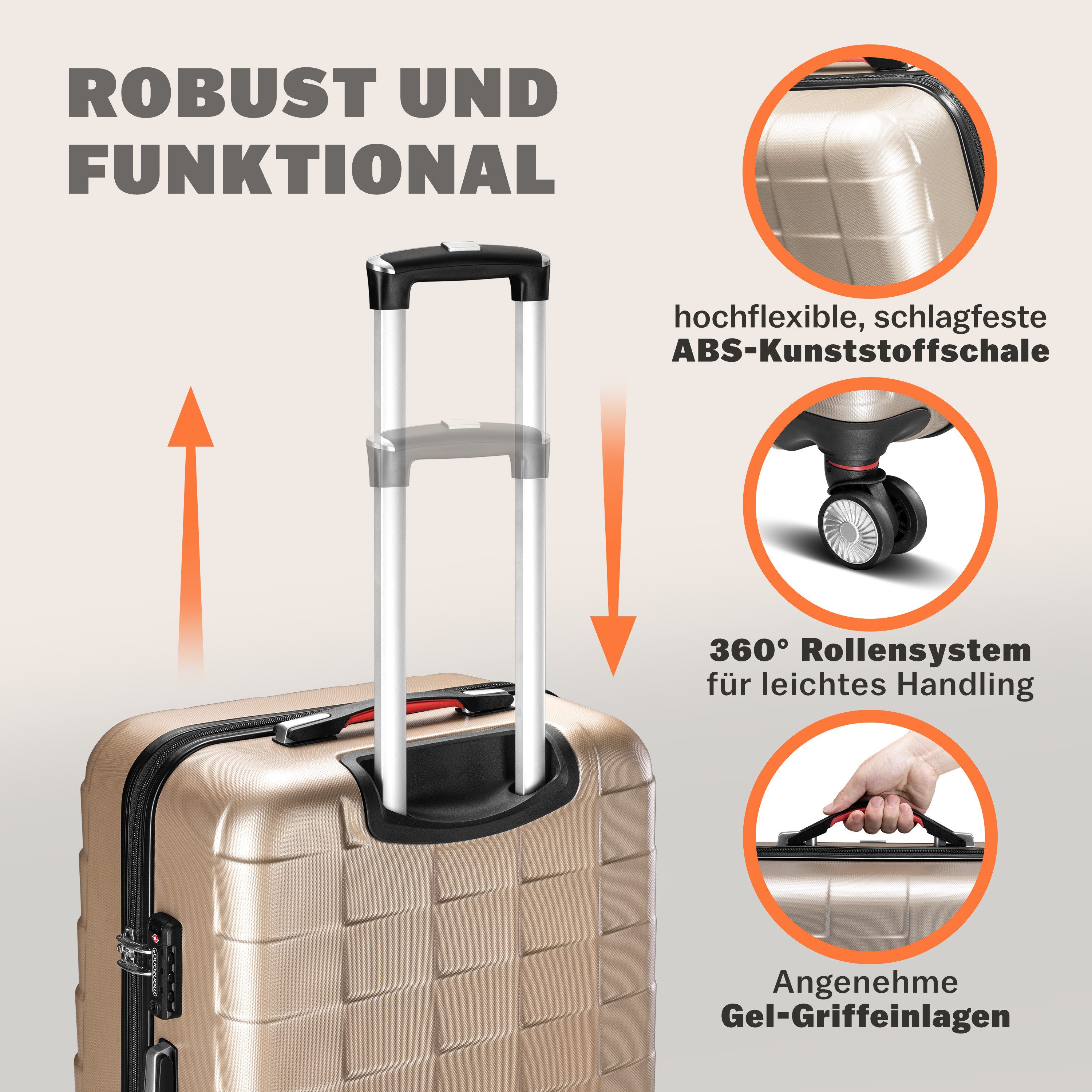 monzana Kofferset Exopack, 4 Rollen, 3tlg günstig online kaufen