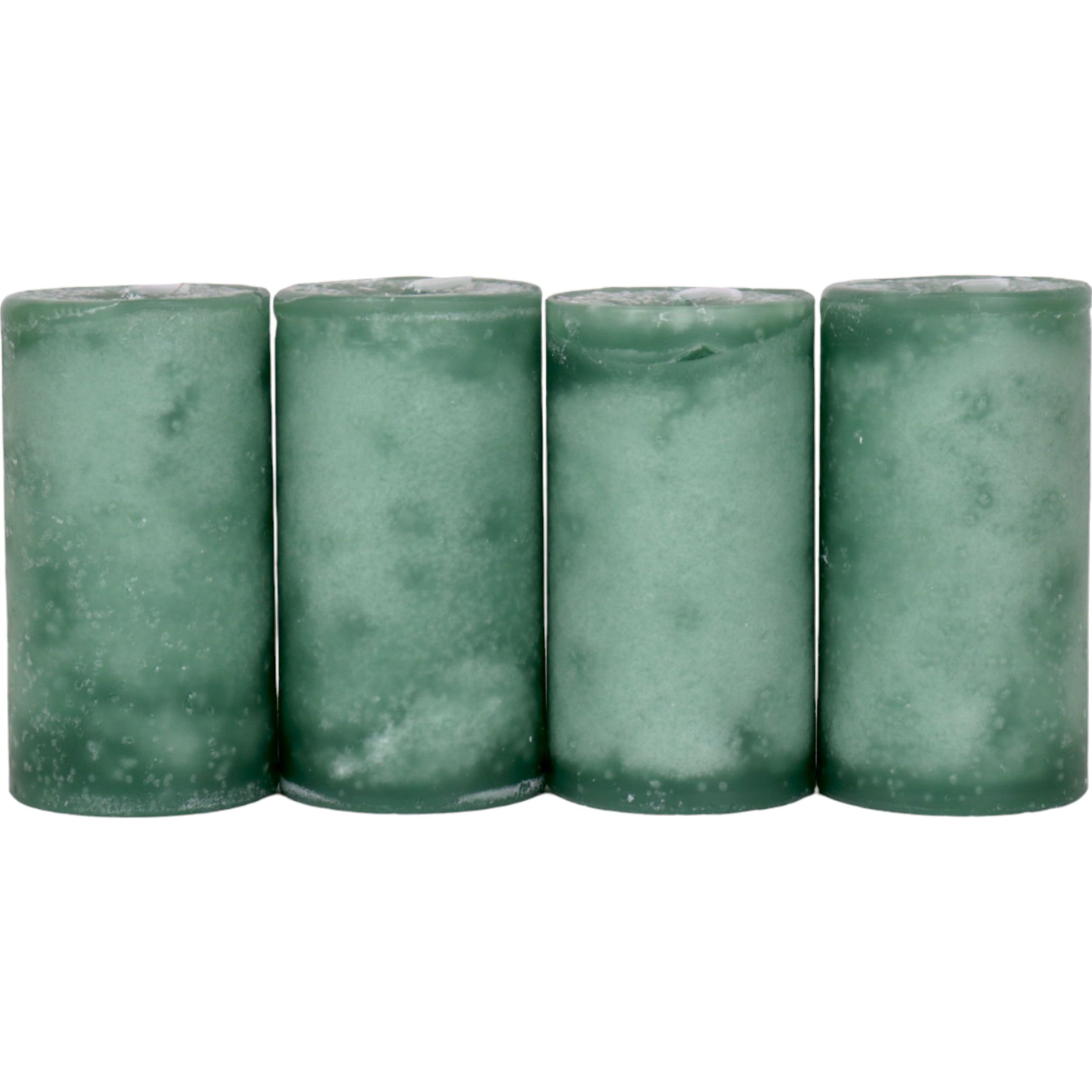 DekoTown Stumpenkerze Marmorierte Kerzen Saphir Grün 9x5cm, 4 St. günstig online kaufen