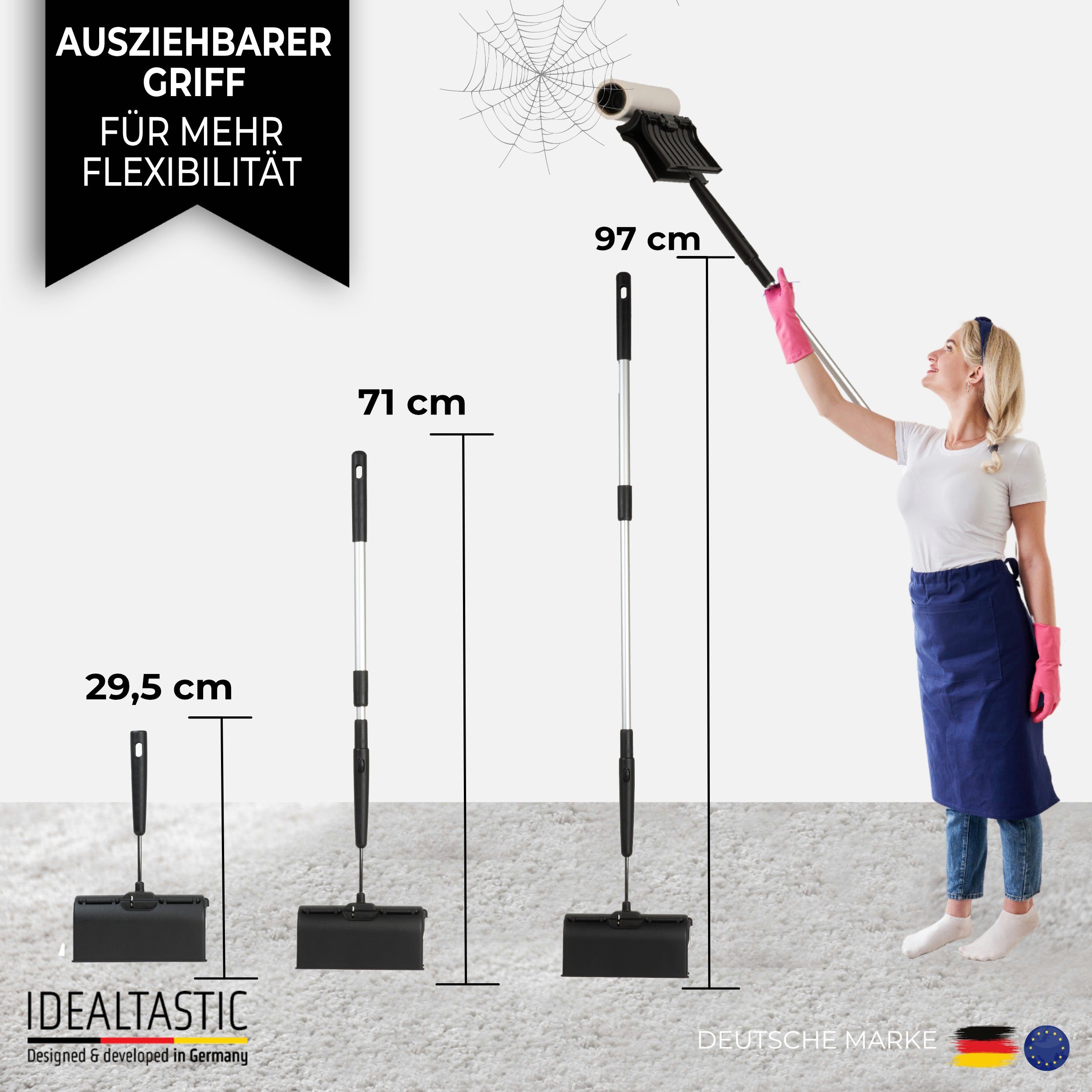 IDEALTASTIC Fusselroller Ausziehbare XXL Fusselrolle Tierhaare & Kleidung Fusselentferner, XXL Fusselrolle für Kleidung & Tierhaare, 4x90 Blatt – Bild 4 von 5