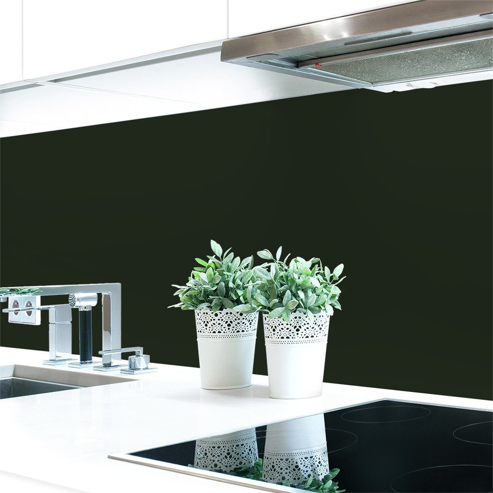 DRUCK-EXPERT Küchenrückwand Küchenrückwand Grüntöne Unifarben Premium Hart-PVC 0,4 mm selbstklebend Braungrün ~ RAL 6008