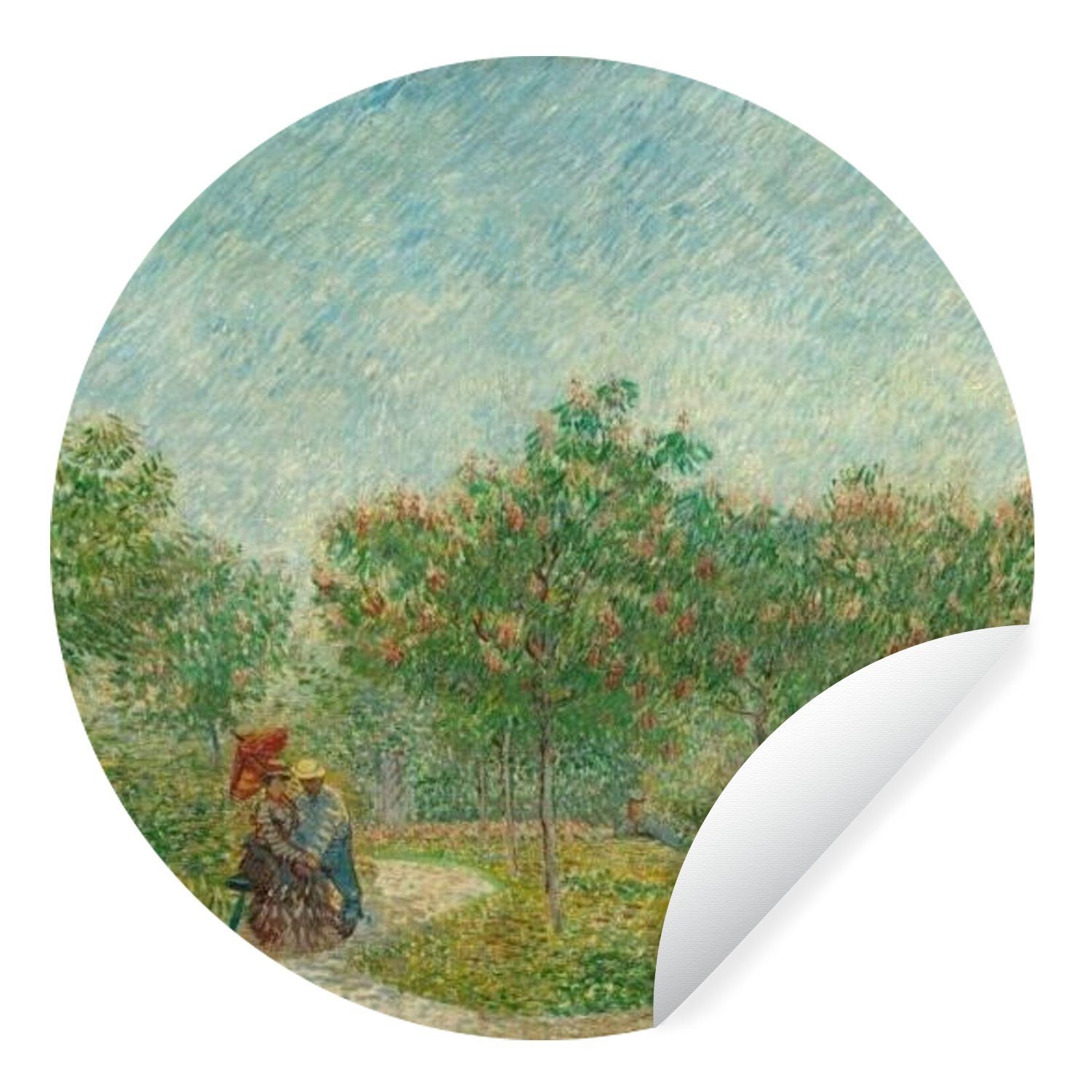 MuchoWow Wandsticker Garten mit Liebenden Vincent van Gogh (1 St