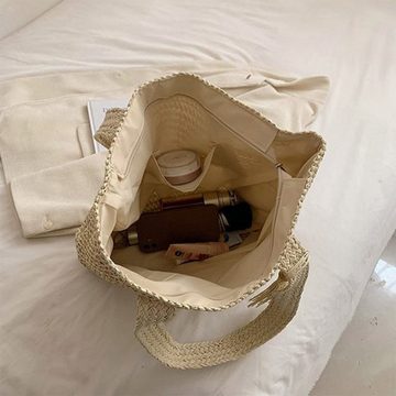 FIDDY Schultertasche Strandtasche Gewebte Taschen, Strohsäcke mit Quasten, (geeignet für Reisen am Meer (1-tlg)