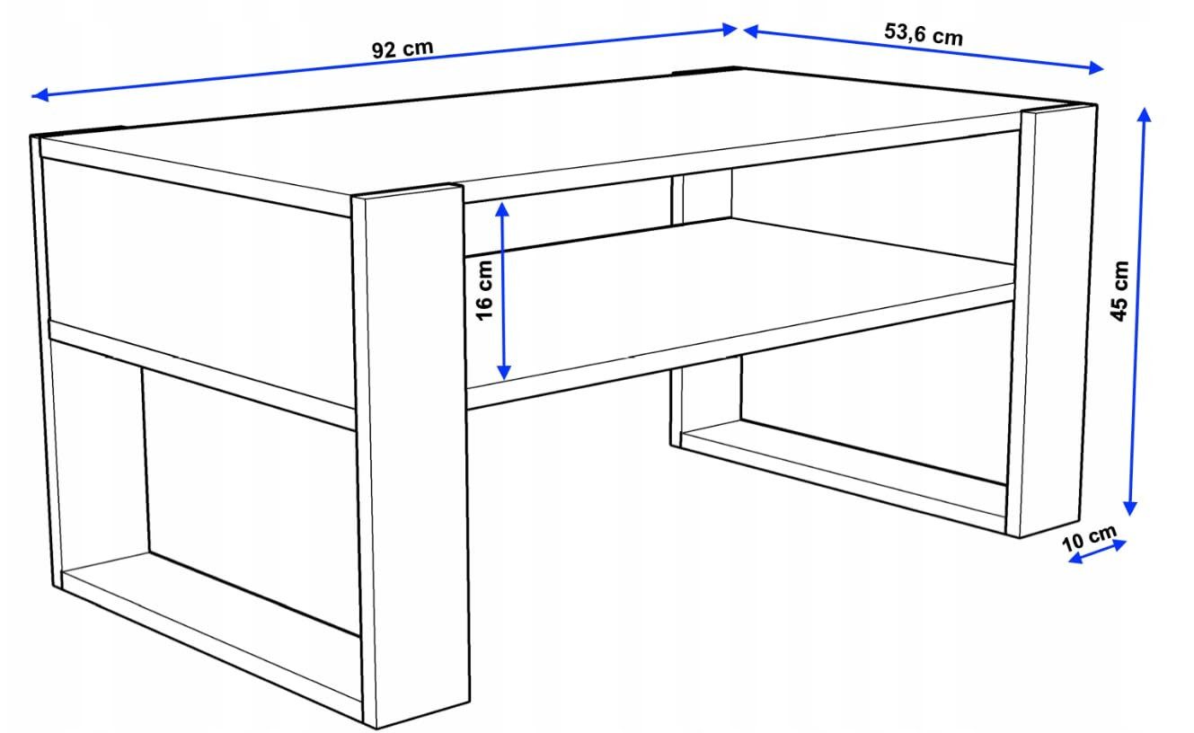 TREND WERK Couchtisch mit zusätzlicher Ablagefläche (65×53,6×45 cm - Wohnzimmertisch, Loft-Design, Ablagefach)