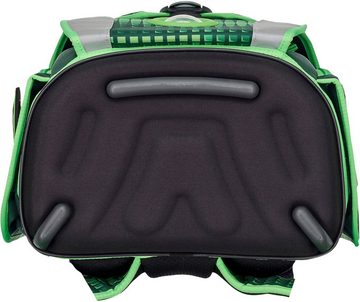 DerDieDas® Schulranzen ErgoFlex MAX, Soccer Green (Set, 5-tlg), mit 3 Buttons; enthält recyceltes Material (Global Recycled Standard)