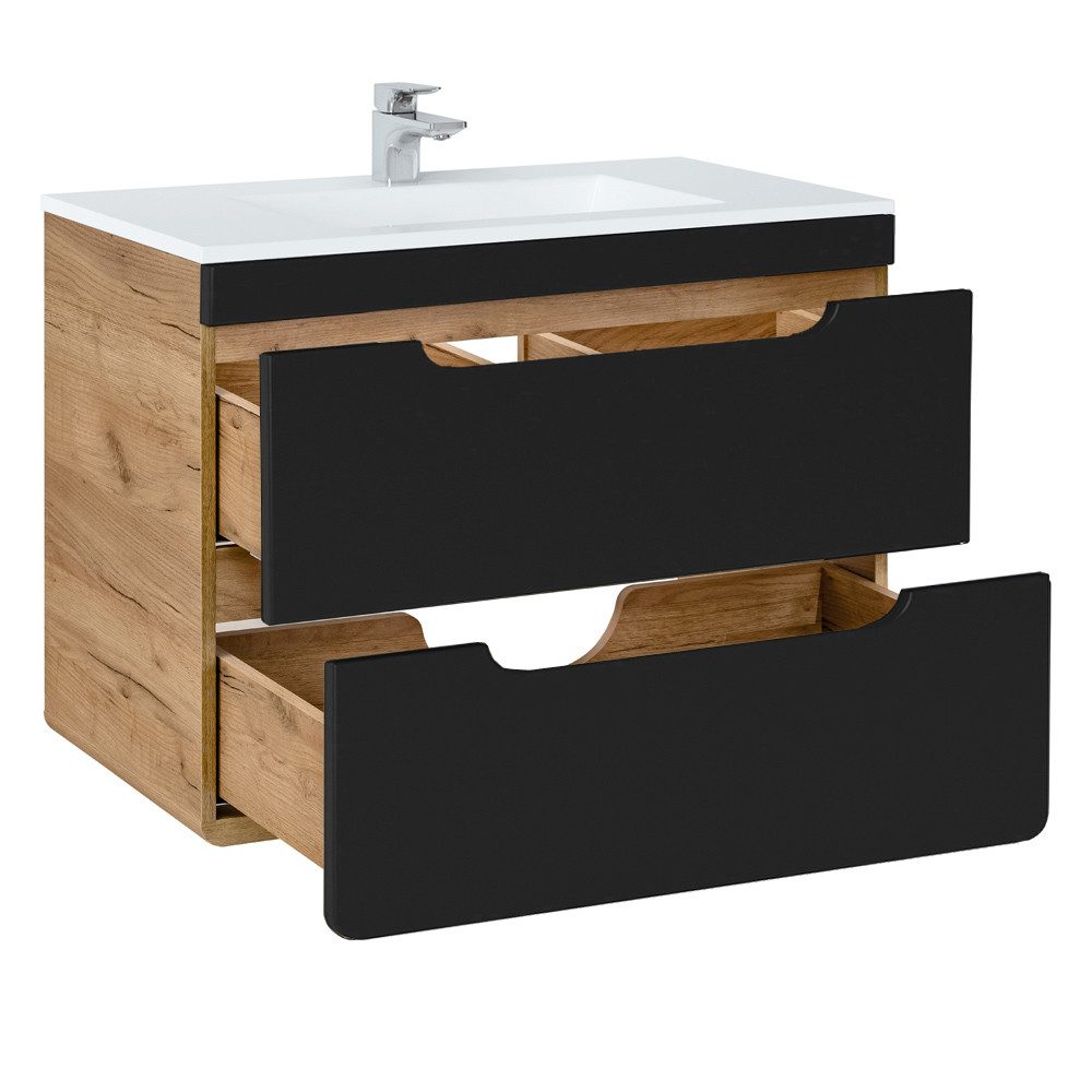 Lomadox Badmöbel-Set NEW-LUTON, (Spar-Set, 7-St), Eiche Nb. mit 80 cm Keram günstig online kaufen