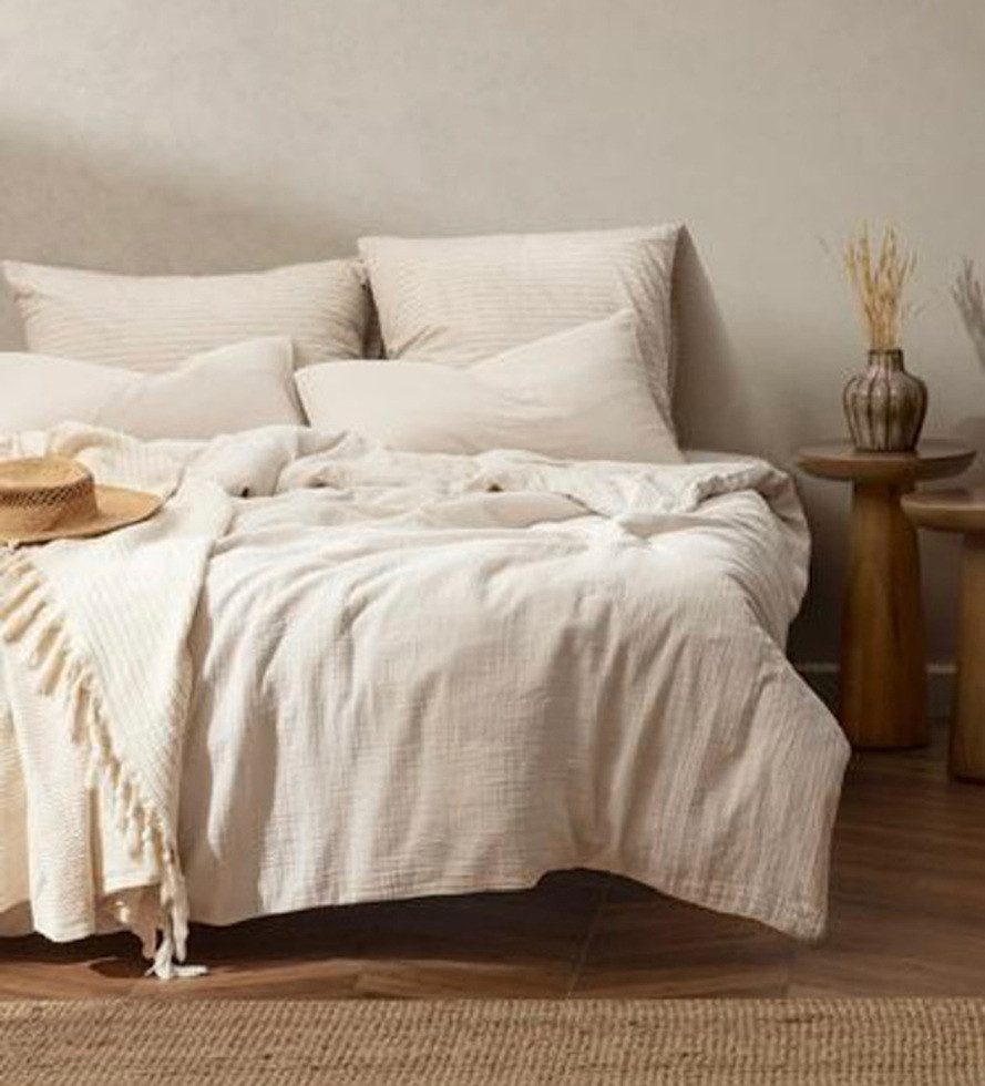 Sandiik Bettwäsche Musselin Bettwäsche in Ivory, Noch weicher und noch Dichter als herkömmliche Musselin Bettwäschen