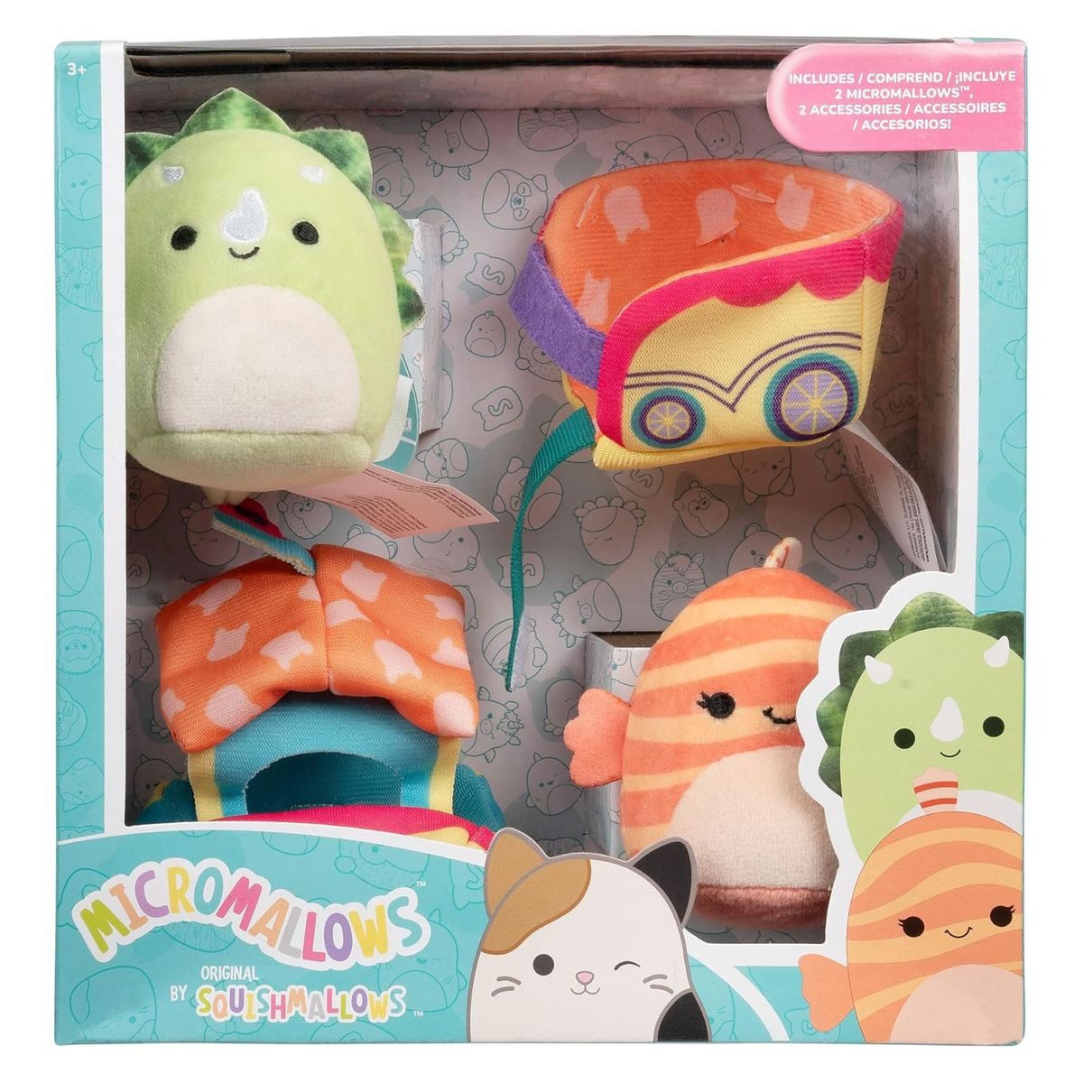 Jazwares Plüschfigur SquishmallowsSQMM0015-Micromallows-AccessoireSetZugfahrt,2MiniPlüschf