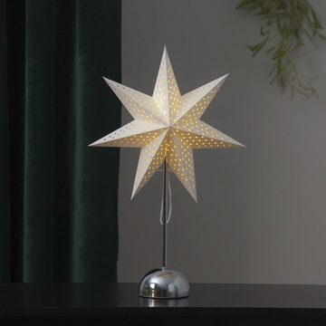 STAR TRADING LED Stern LED Papierstern Weihnacht Leuchtstern stehend 46 LED Timer silber weiß, LED Classic, warmweiß (2100K bis 3000K)