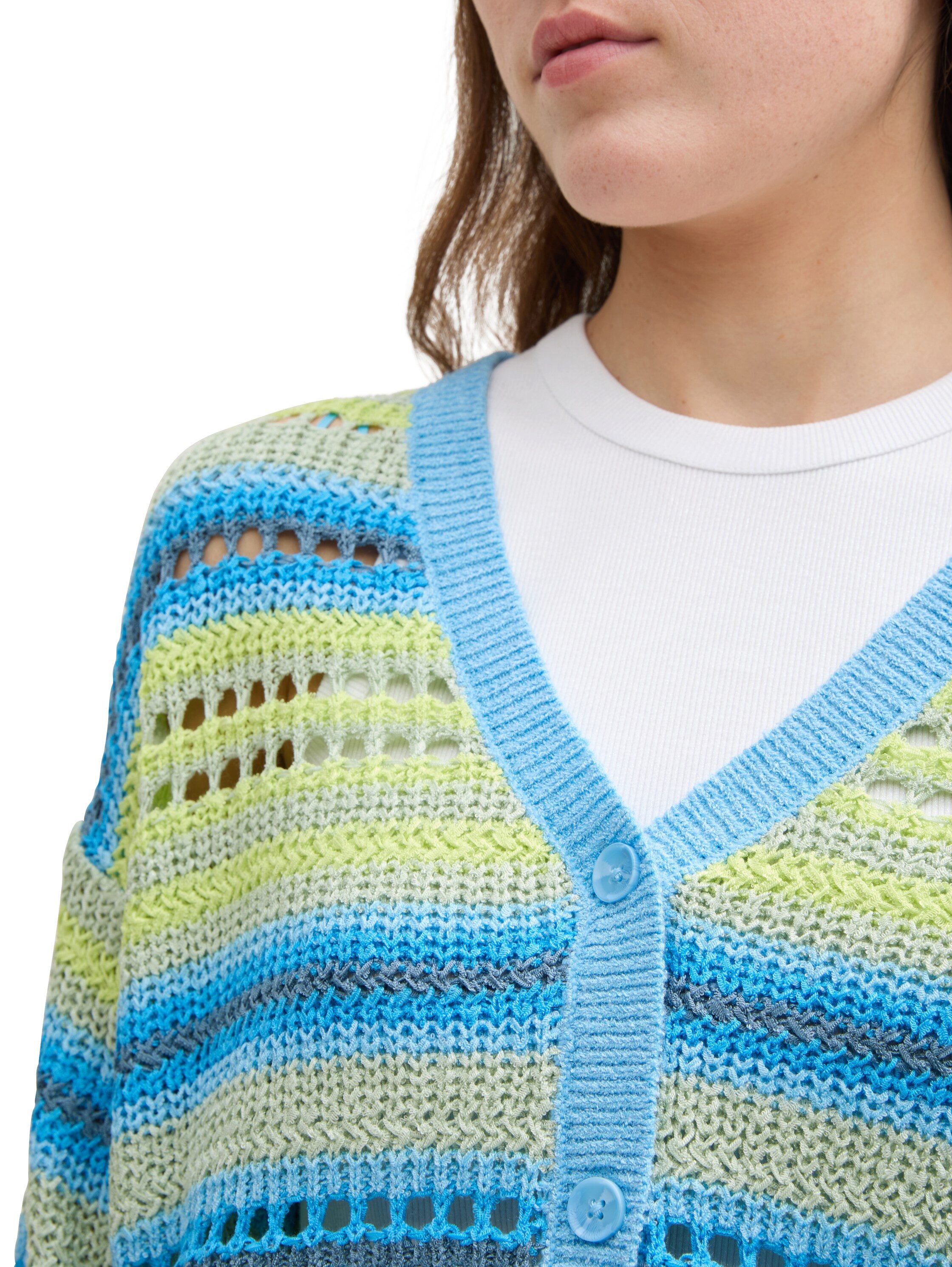 TOM TAILOR Denim Cardigan mit Streifen Muster