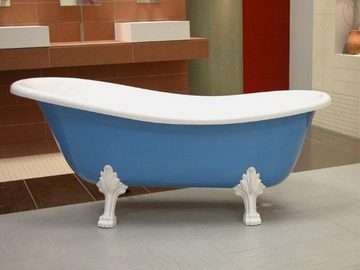 Casa Padrino Badewanne Freistehende Luxus Badewanne Jugendstil Roma Hellblau/Weiß/Weiß 1470mm - Barock Antik Stil Badezimmer