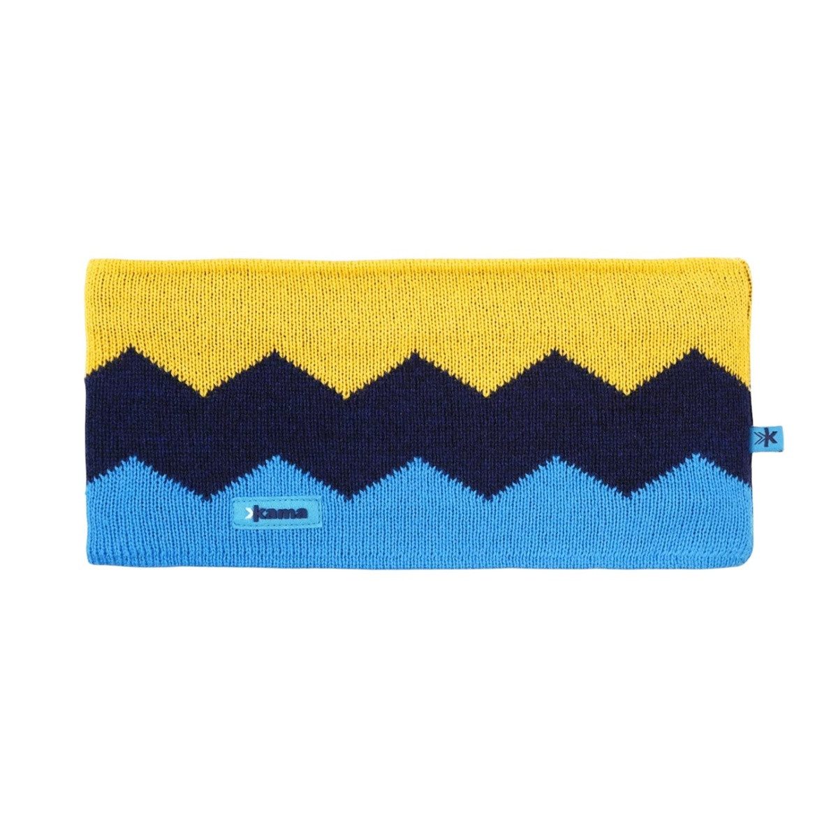 Stirnband C79 (Merinowolle) - türkisblau/navyblau/gelb - 1 Stück