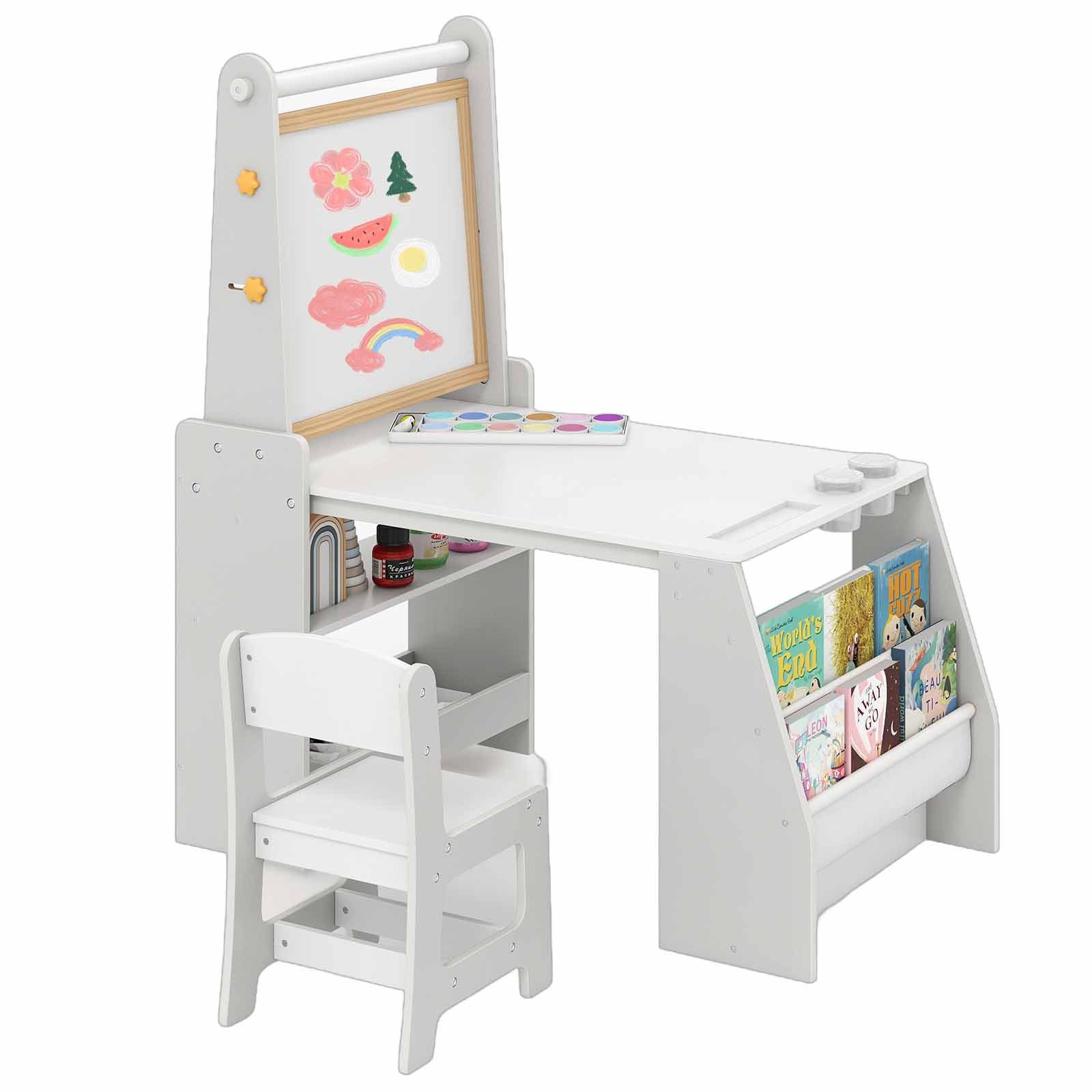 COSTWAY Kinderschreibtisch (2-St), Kindertisch Zeichentisch mit Stuhl-Set günstig online kaufen