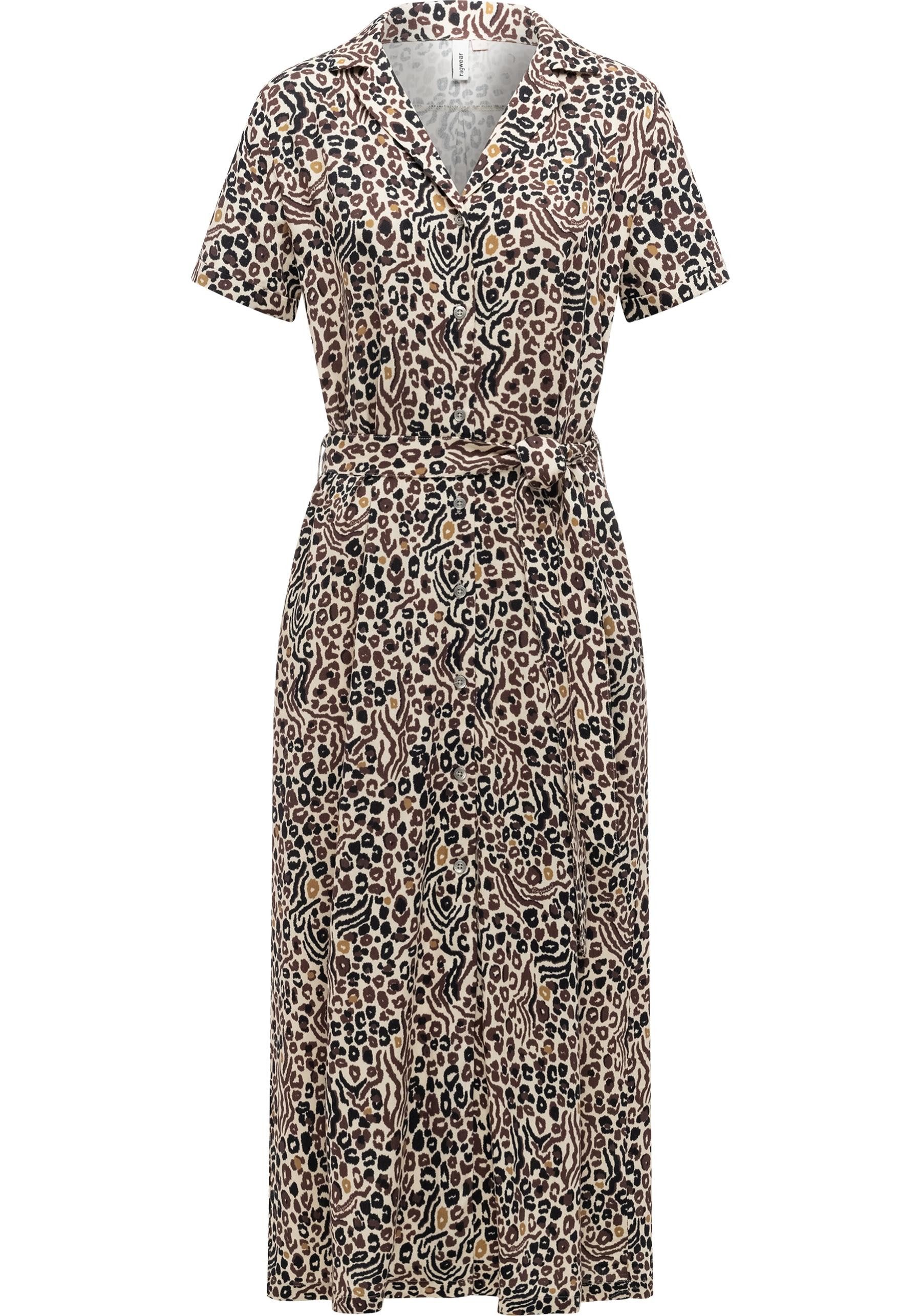 Ragwear Sommerkleid Sawira Long Print Gemustertes Midikleid mit Knopfleiste