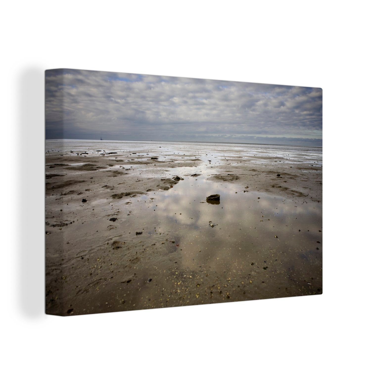 OneMillionCanvasses® Leinwandbild Sand - Luft - Watteninseln, (1 St), Wandbild Leinwandbilder, Aufhängefertig, Wanddeko, 30x20 cm