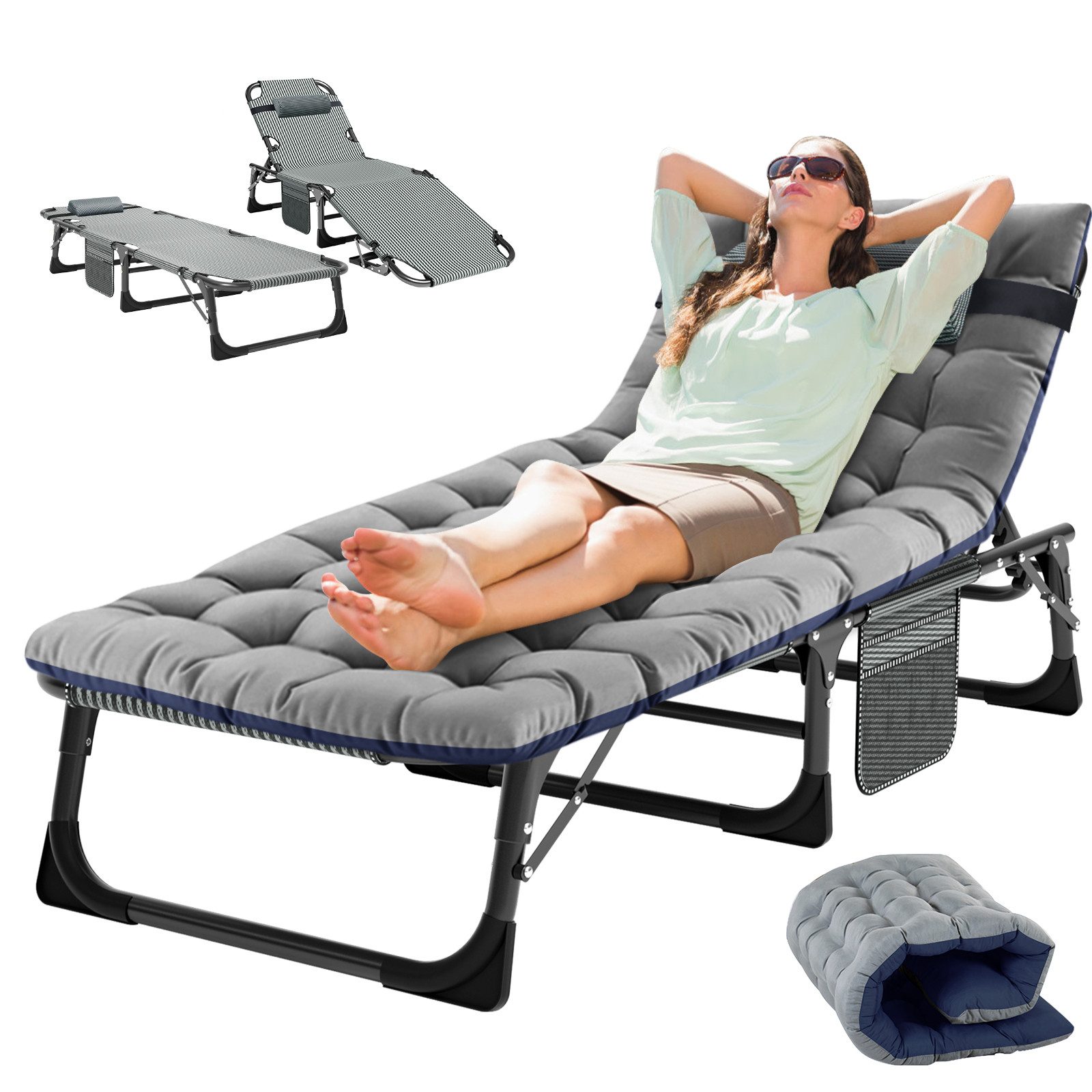 Meulbaty Klappbett Klappbar Sonnen Liege für Balkon/Garten, mit Auflage und günstig online kaufen