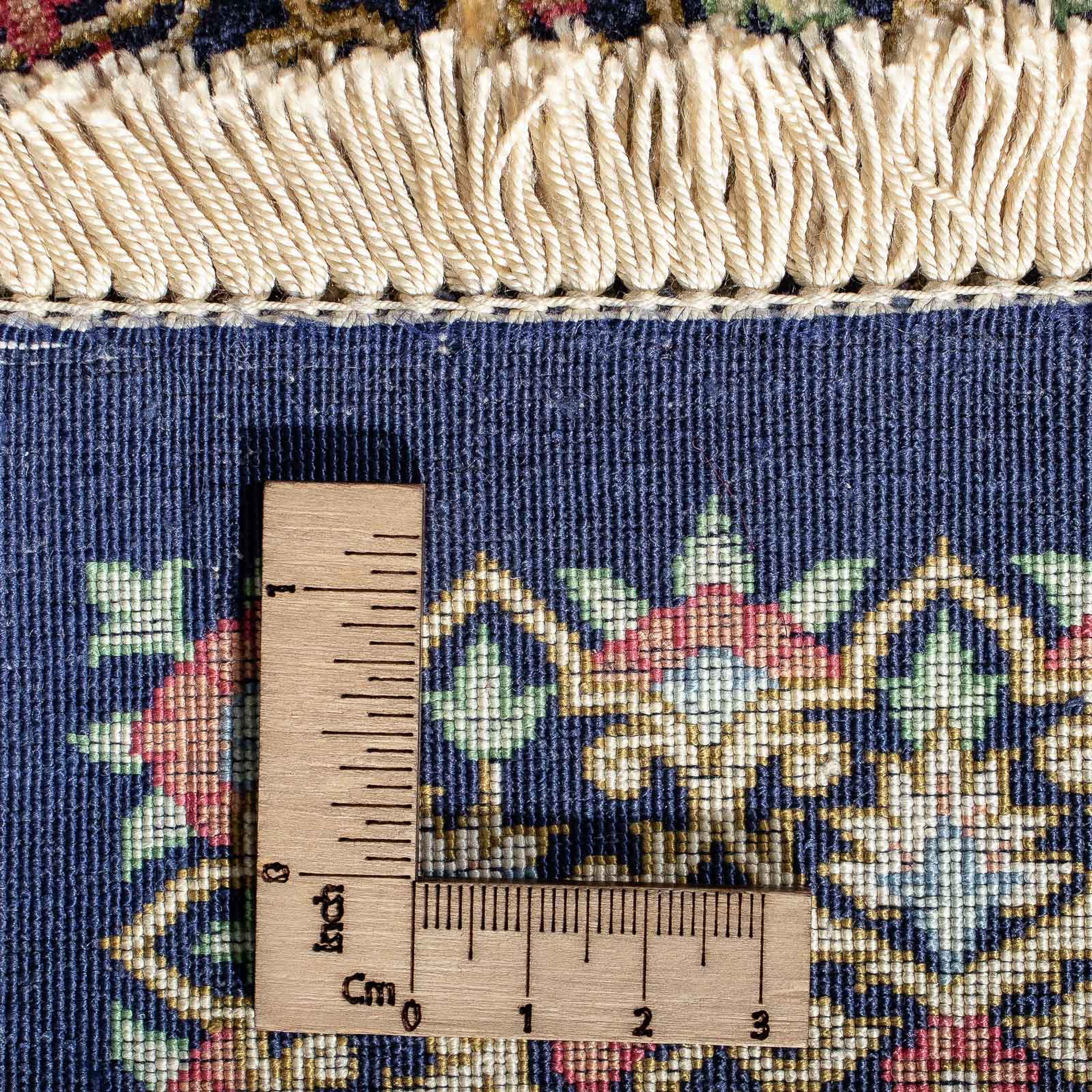 Orientteppich Perser - Ghom - Handgeknüpft, Einzelstück 10 cm x rechteckig, mm, mit morgenland, Zertifikat Wohnzimmer, 91 - 61 dunkelblau, Höhe