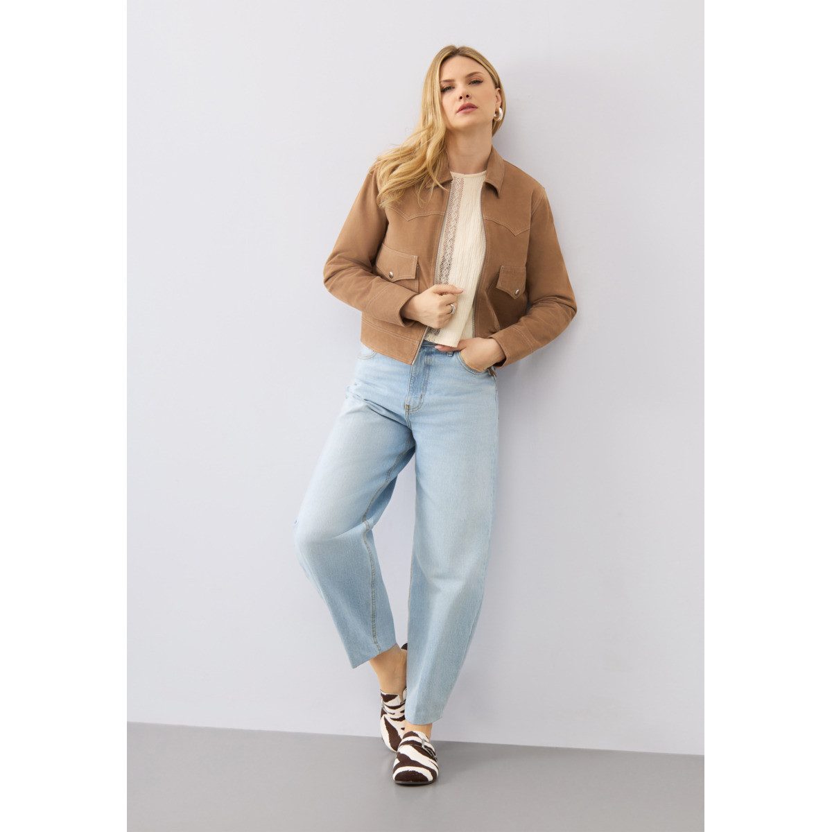 Bolongaro Trevor Lederjacke Freya Trucker Damen Bomberjacke, Freizeitjacke, Blazer, Pufferjacke, Übergangsjacke