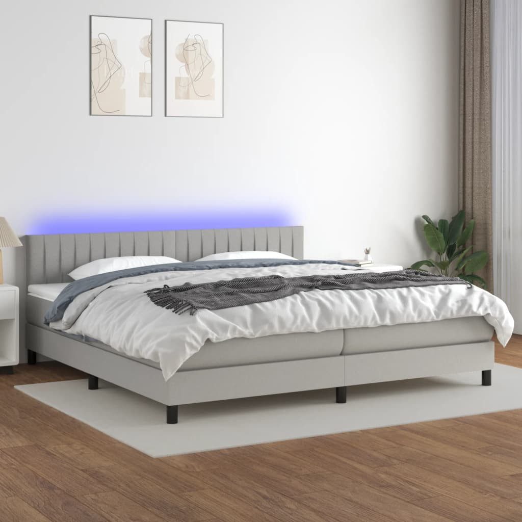 vidaXL Boxspringbett Boxspringbett mit Matratze LED Hellgrau 200x200 cm Sto günstig online kaufen