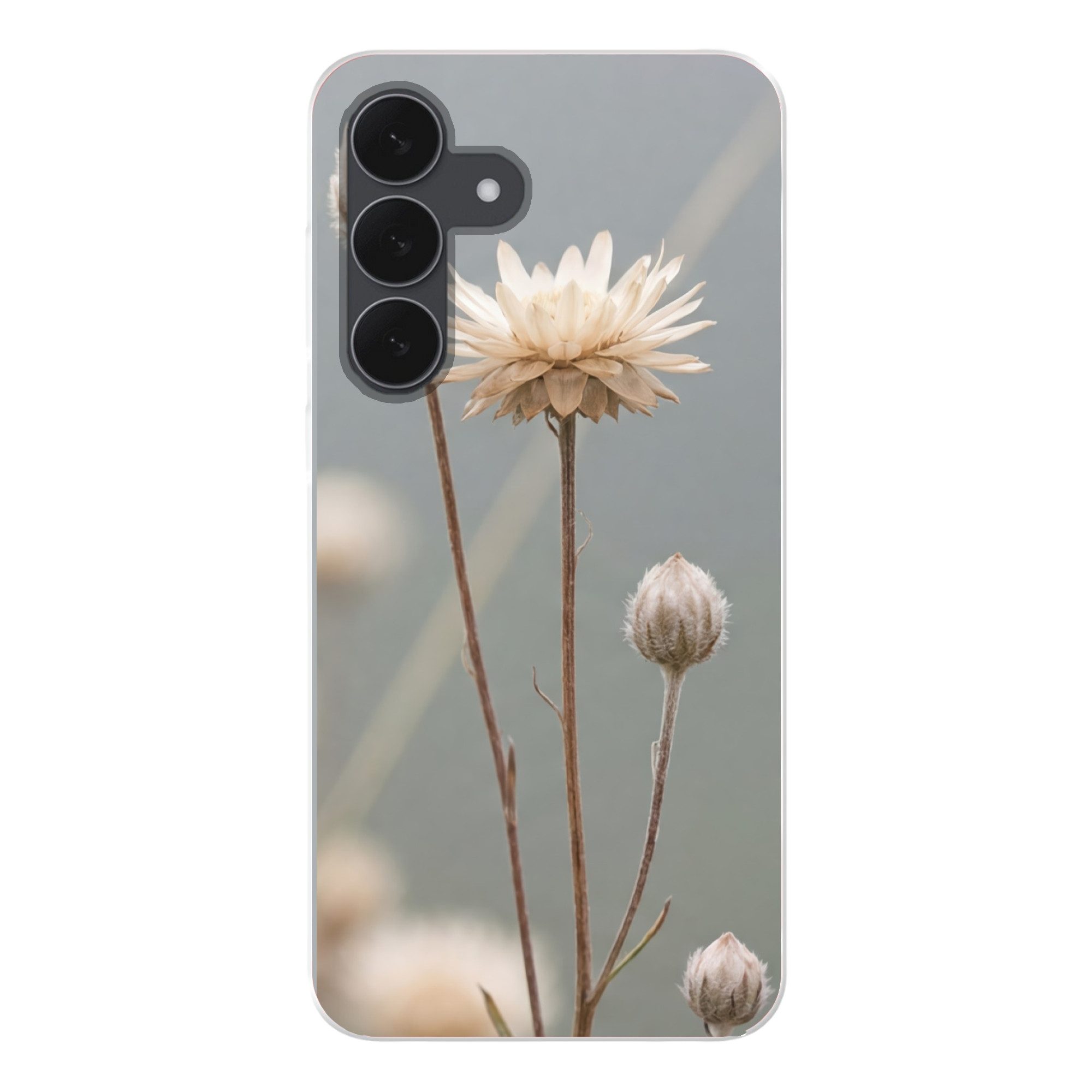 MuchoWow Handyhülle für Samsung Galaxy S25 FE Strohblumen - Weiß - Tageslicht, Smartphone-Bumper, Print, Handy Schutzhülle Dünn
