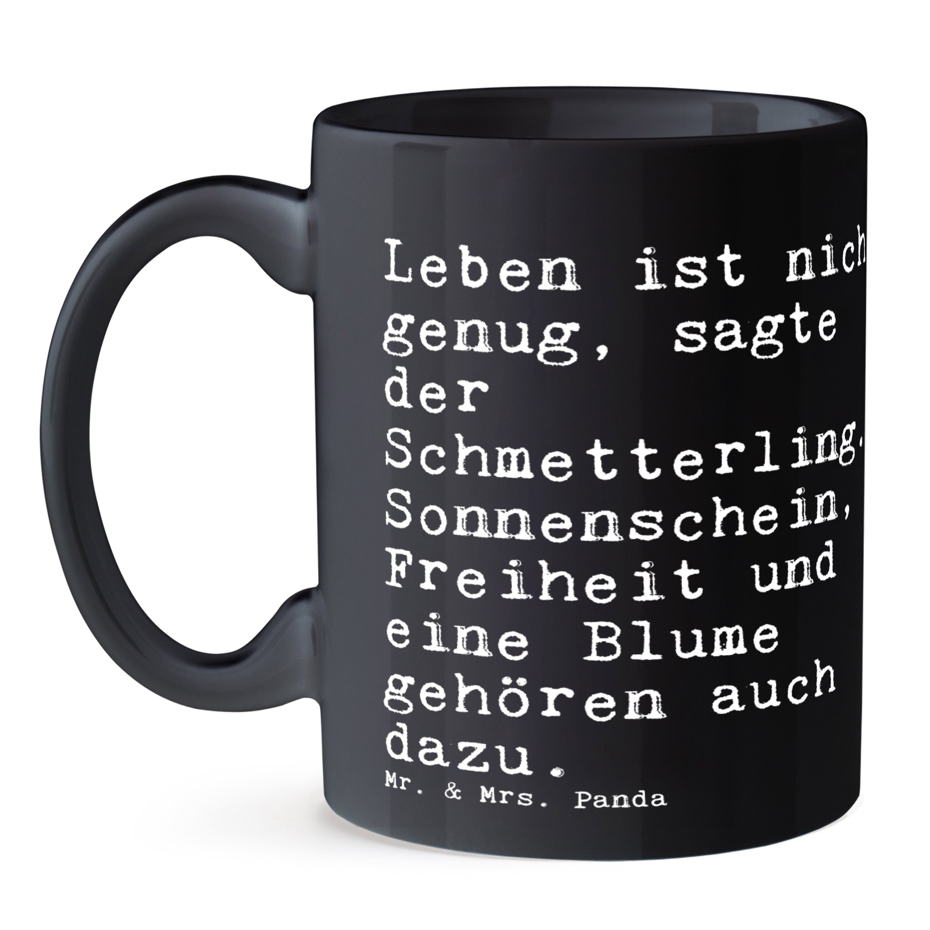 Panda Schwarz Andersen, genug,... nicht - - Tasse Schwarz & Keramik Mrs. Leben Frü, Geschenk, Mr. Zitate, ist