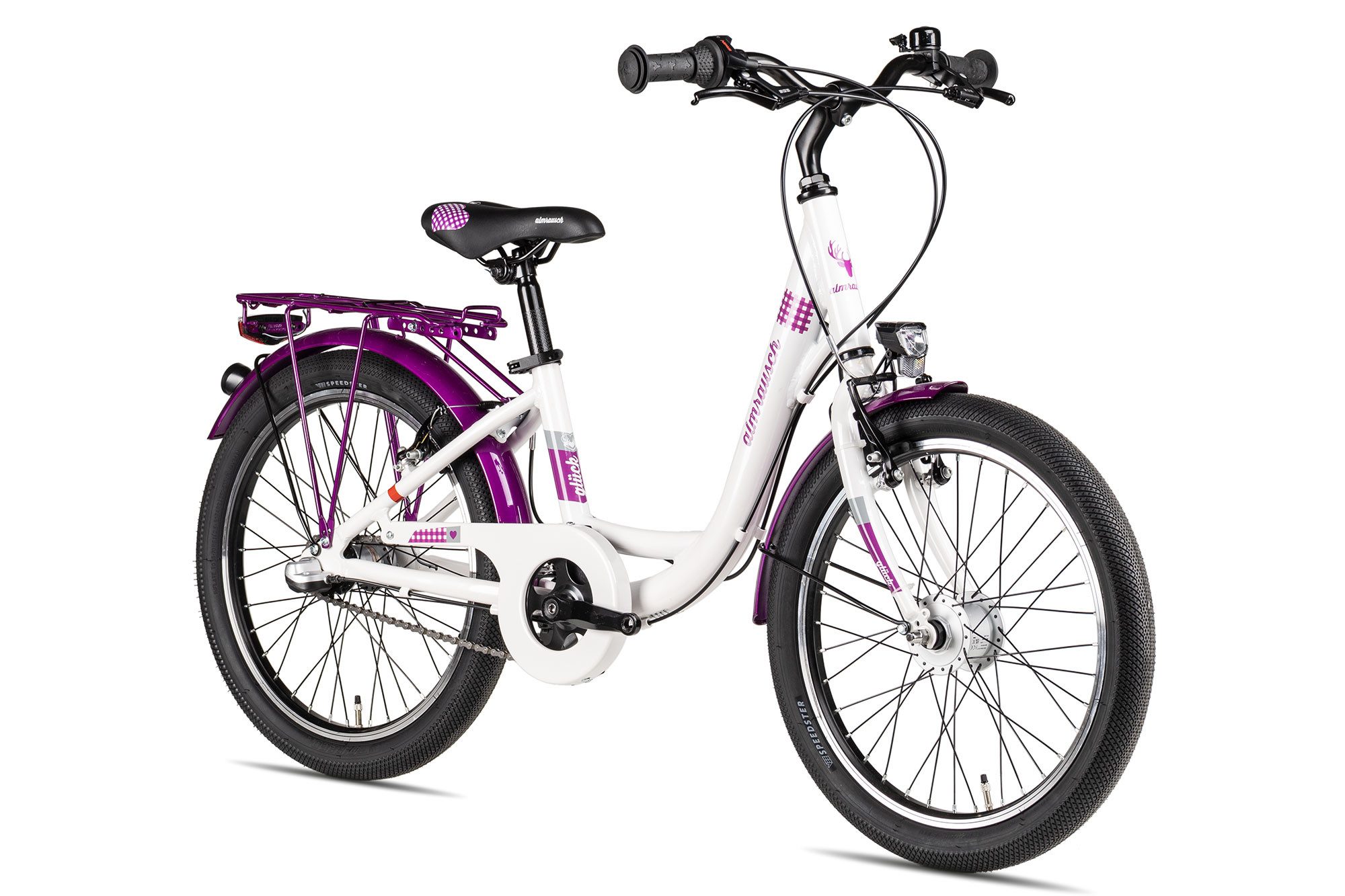 Almrausch Kinderfahrrad GLÜCK 3 20 Nexus, 3 Gang Shimano Nexus 3 Rücktritt Schaltwerk, Nabenschaltung Rücktritt, Nabenschaltung Rücktritt weiß