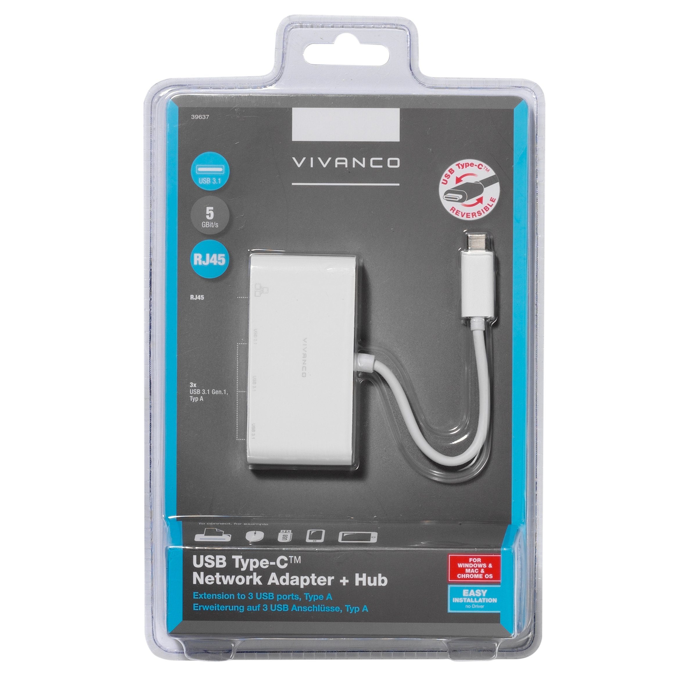 Vivanco USB-Kabel, Hub / Splitter Box, Hub / Splitter Box, Drei-Wege-Splitter, Tragbar