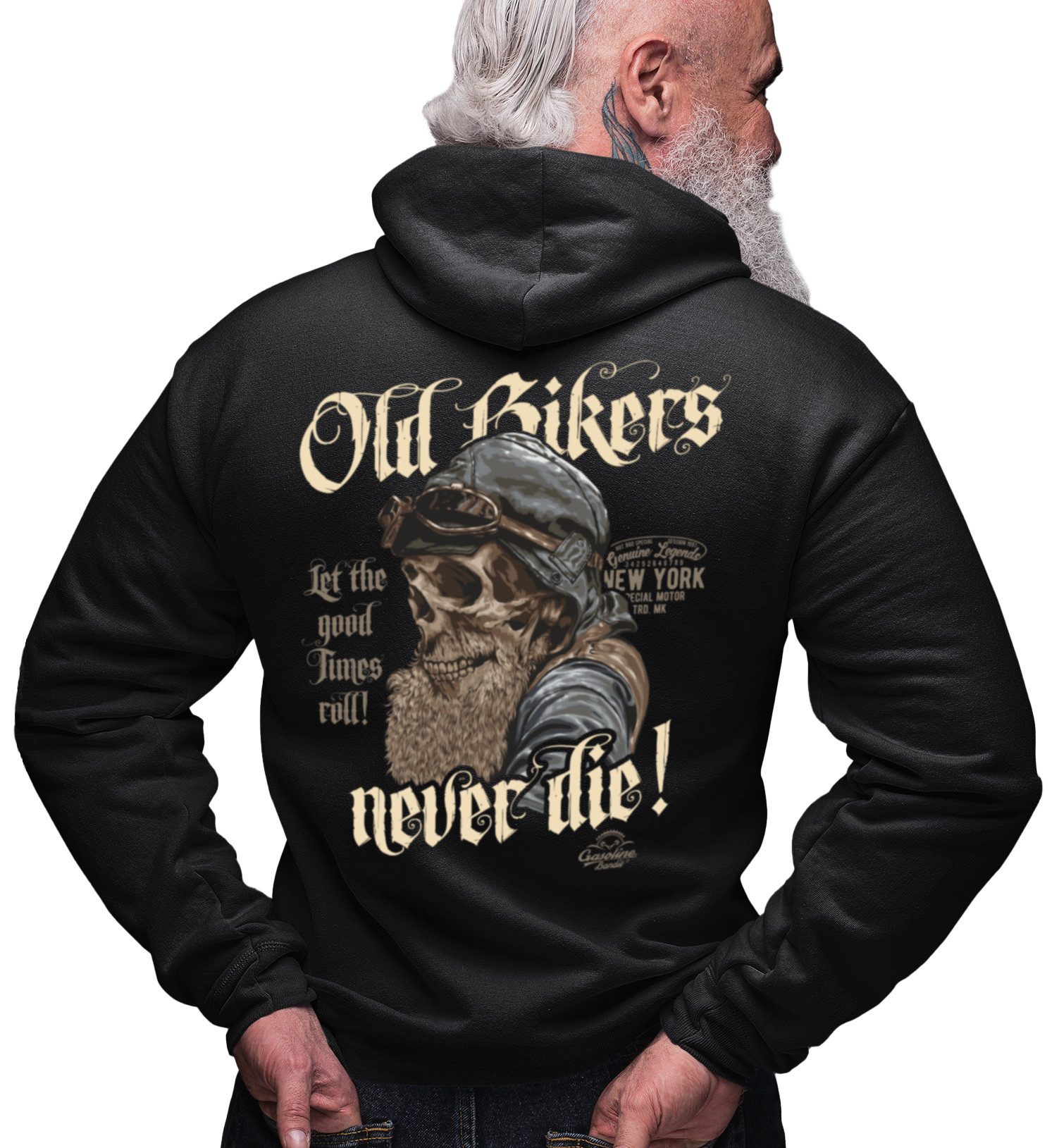 GASOLINE BANDIT® Kapuzensweatjacke Old Bikers Never Die