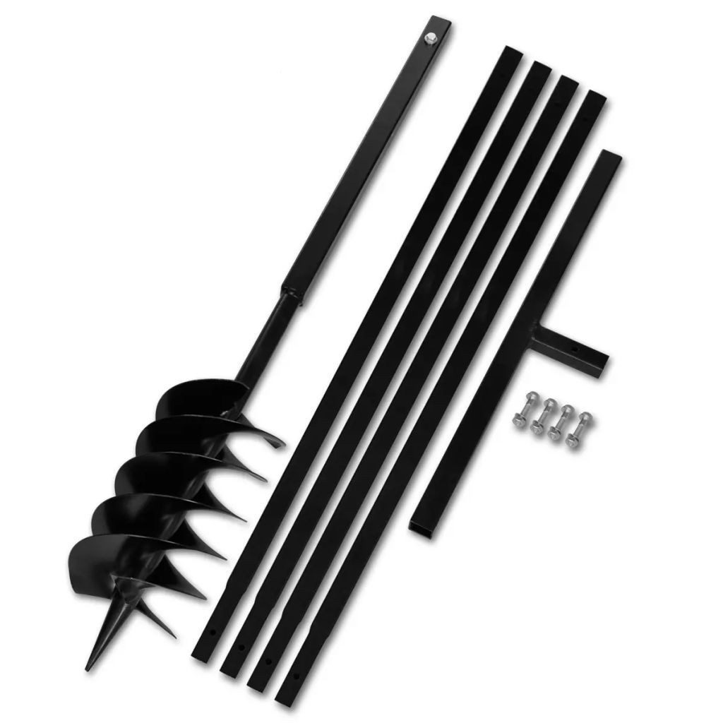 vidaXL Handerdbohrer 150 mm Erdbohrer mit Griff 150 mm Verlängerungsrohr 5 m