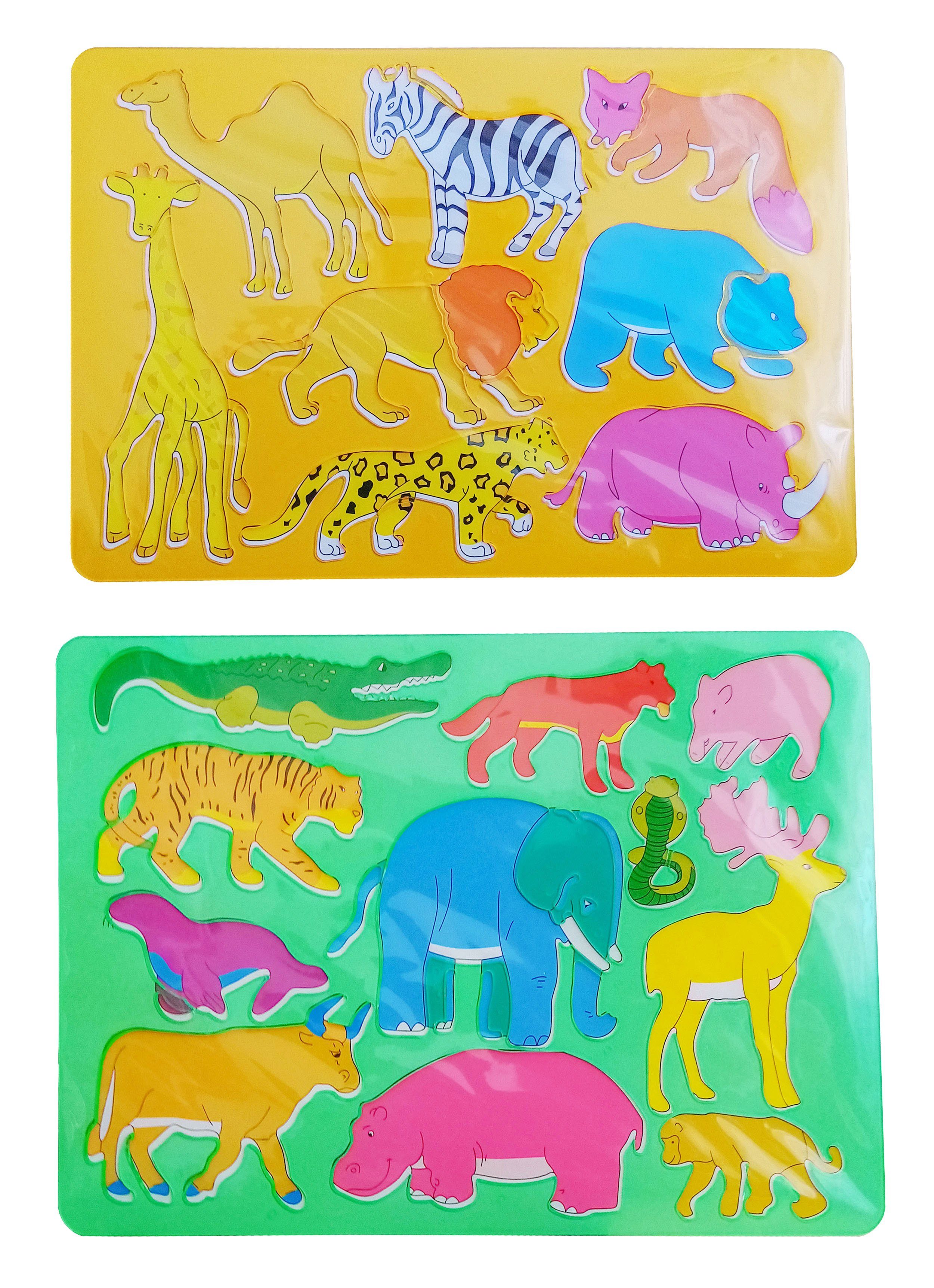 Topwrite Kids Malschablone TIERE SCHABLONEN Set 2tlg zum Malen aus Kunststoff Malschablonen 33, Tier Schablone Handwerk Kinder Kunst Malzubehör