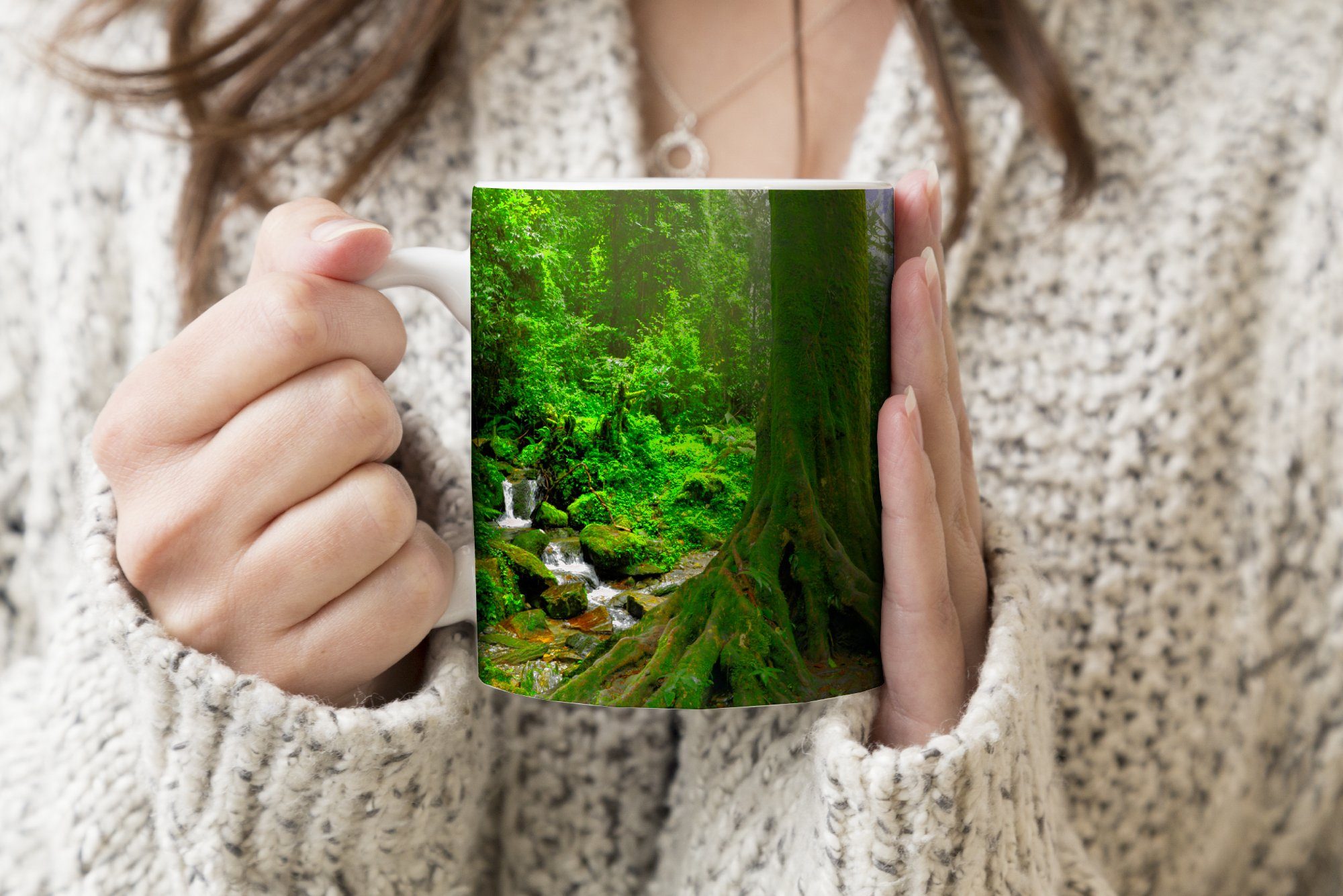 MuchoWow Tasse Dschungel - Geschenk Asien, Becher, - Keramik, Teetasse, Teetasse, Grün Kaffeetassen