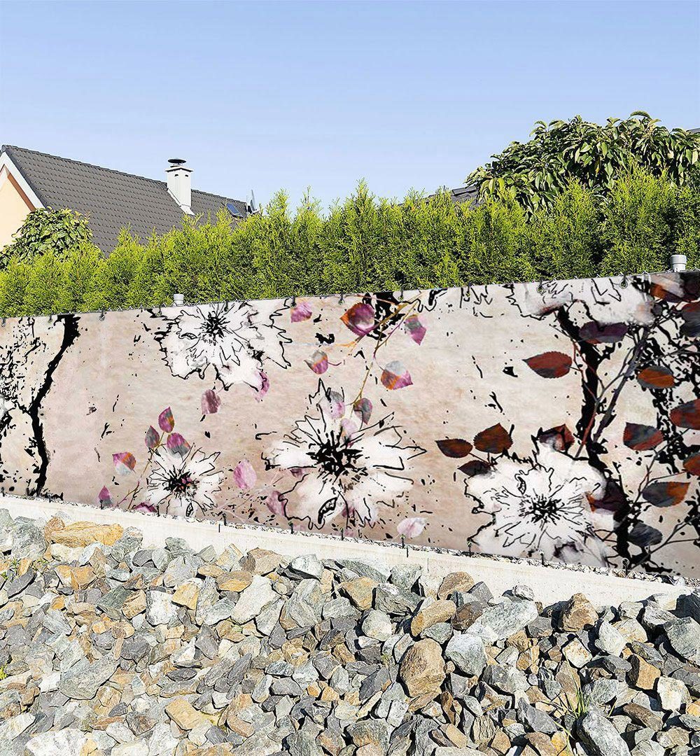 Sichtschutzzaunmatten Zaunbanner Weiße Blüten Sichtschutz Garten Zaun