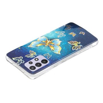 Wigento Handyhülle Für Samsung Galaxy A32 5G Silikon Case TPU Motiv Butterfly Schutz Muster Tasche Hülle Cover Etuis Zubehör