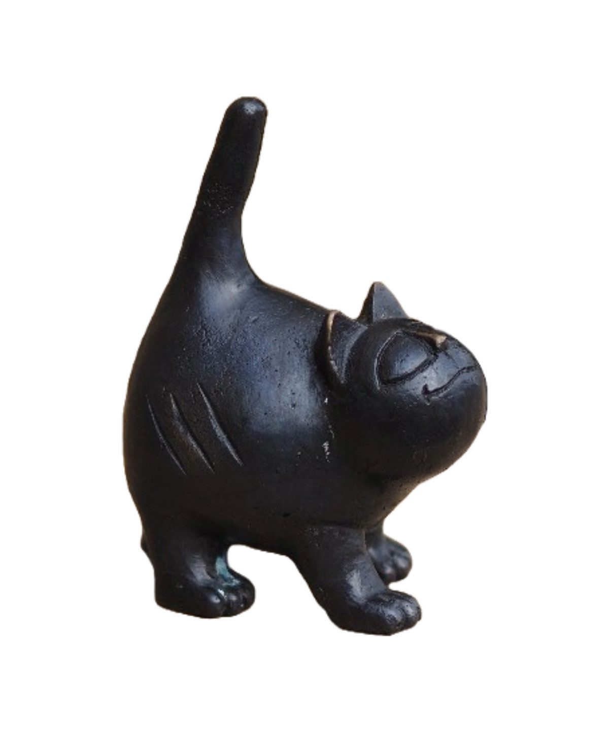 Skulptur Bronzefigur kleine schwarze Katze