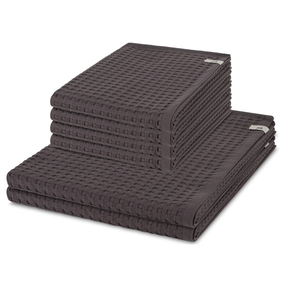 Möve Handtuch Set Piquee, Waffel-Pique (Spar-Set, 6-St), 4 X Handtuch 2 X Duschtuch im Set - Baumwolle - Saugstark