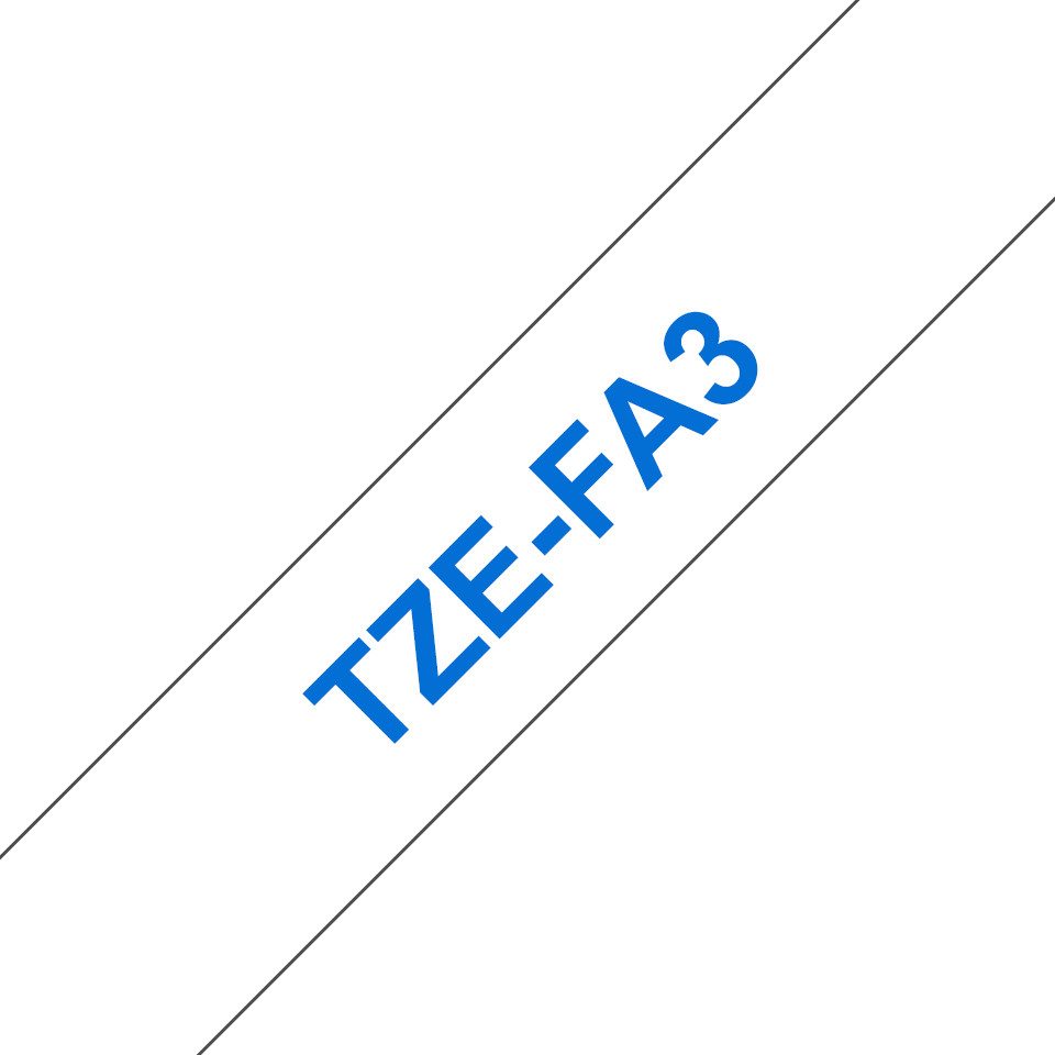 Brother Schriftband TZe-FA3 (Textil, nicht lam) Blau auf Tintenpatrone