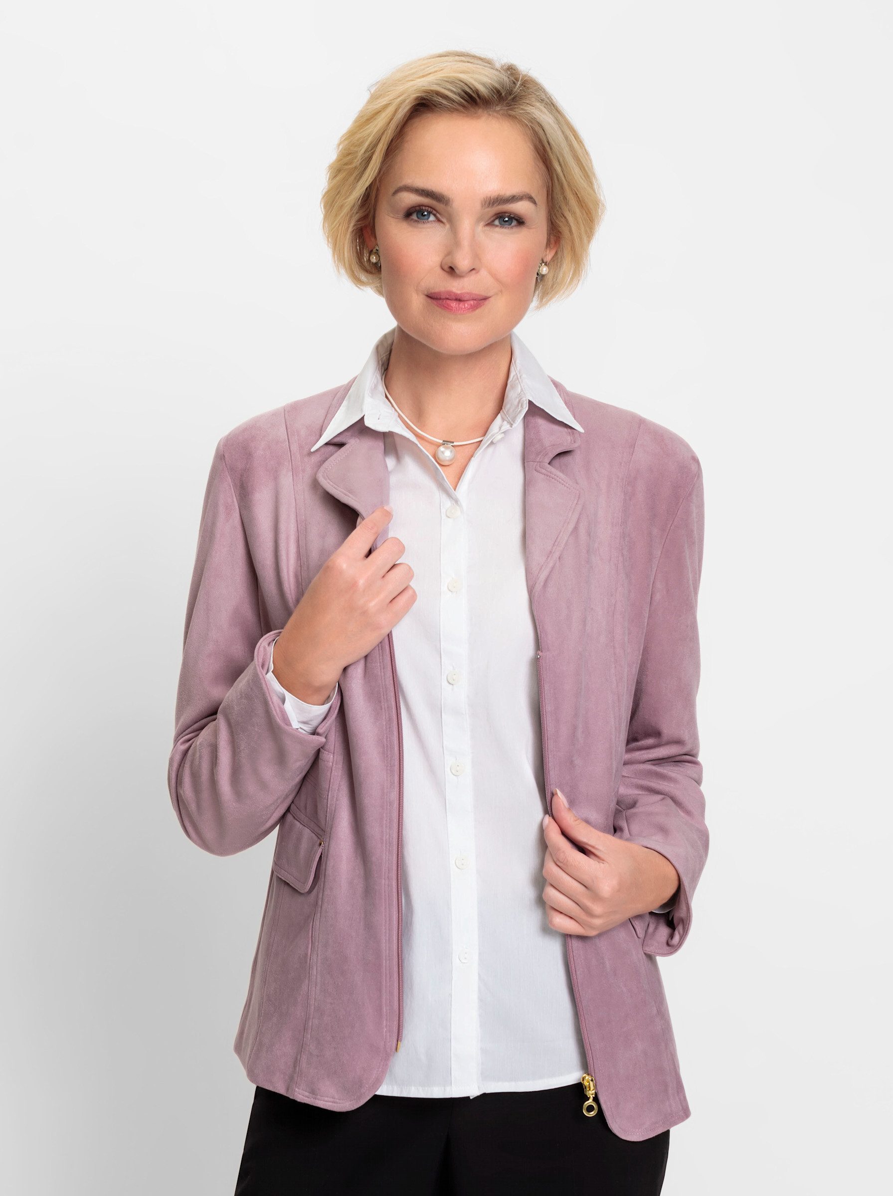 Blusenblazer Lederimitat-Blazer