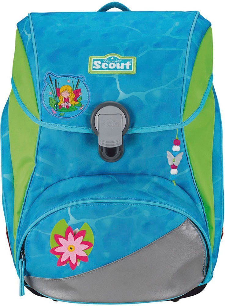 Scout Schulranzen Alpha, Water Lily (Set, 4-tlg), 2 Funny Snaps Move; enthält recyceltes Material