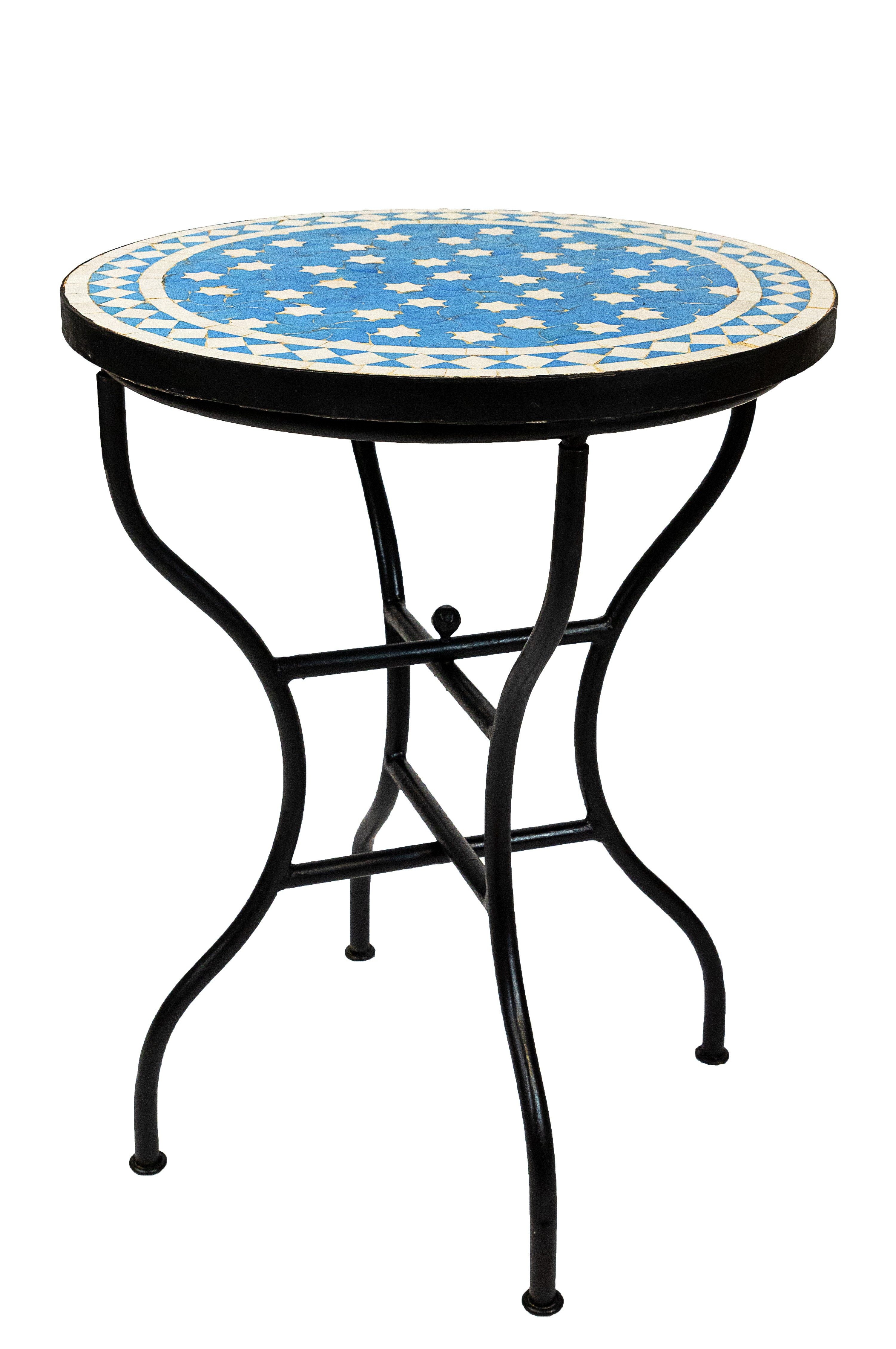 Marrakesch Orient & Mediterran Interior Gartentisch Marokkanischer Mosaiktisch Estrella Ø60 cm, Handarbeit, Handarbeit