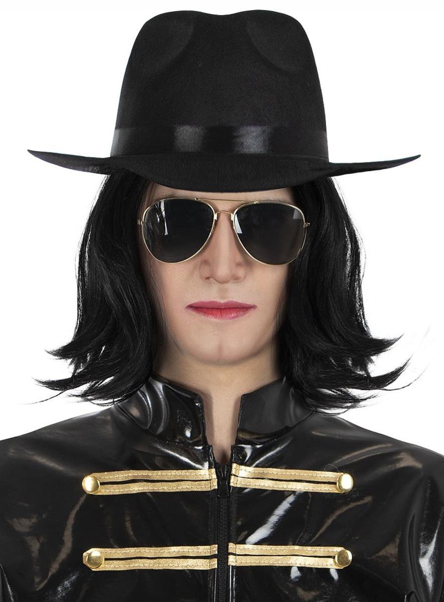 Funidelia Kostüm-Perücke Michael Jackson Kostüm Perücke & Brille - Fasching, Michaels Hairstyle der Nullerjahre