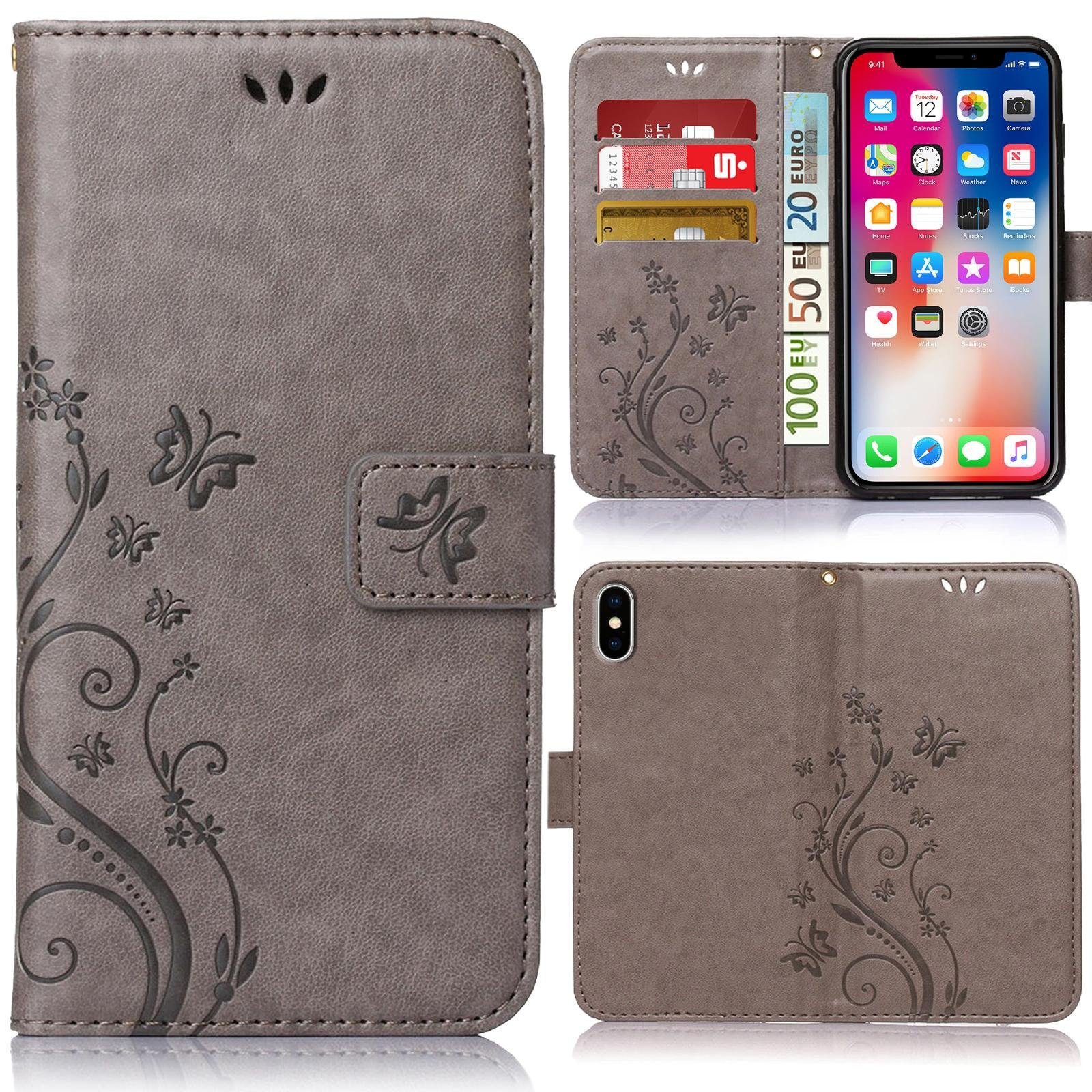 Numerva Handyhülle Bookstyle Flower für Apple iPhone XR, Handy Tasche Schutzhülle Klapphülle Flip Cover mit Blumenmuster