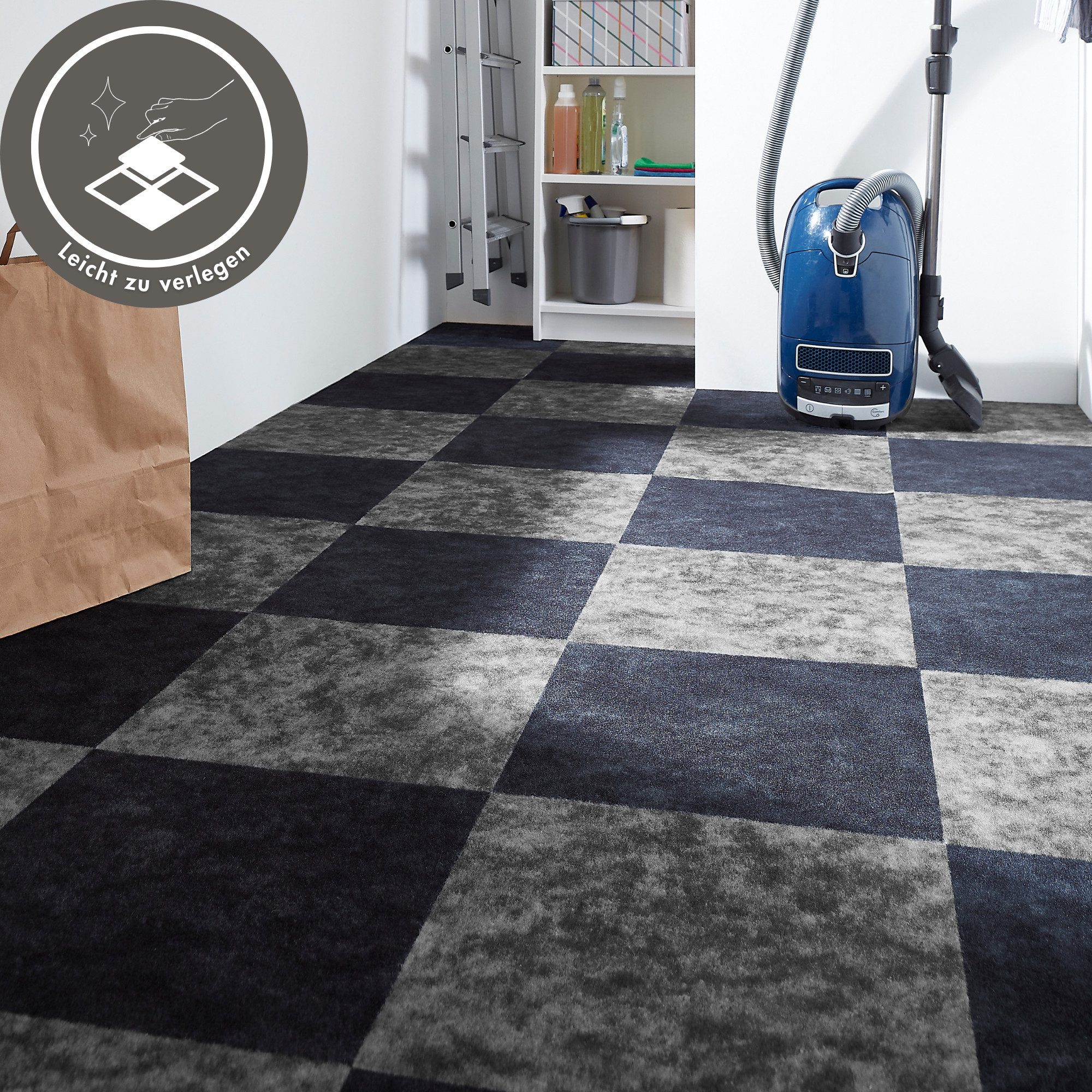 Andiamo Teppichfliese Colmar Nadelfilz, Gesamthöhe 4 mm, quadratisch, 40x40 cm, selbstklebend, robust & strapazierfähig, 25 Stück (4 qm)