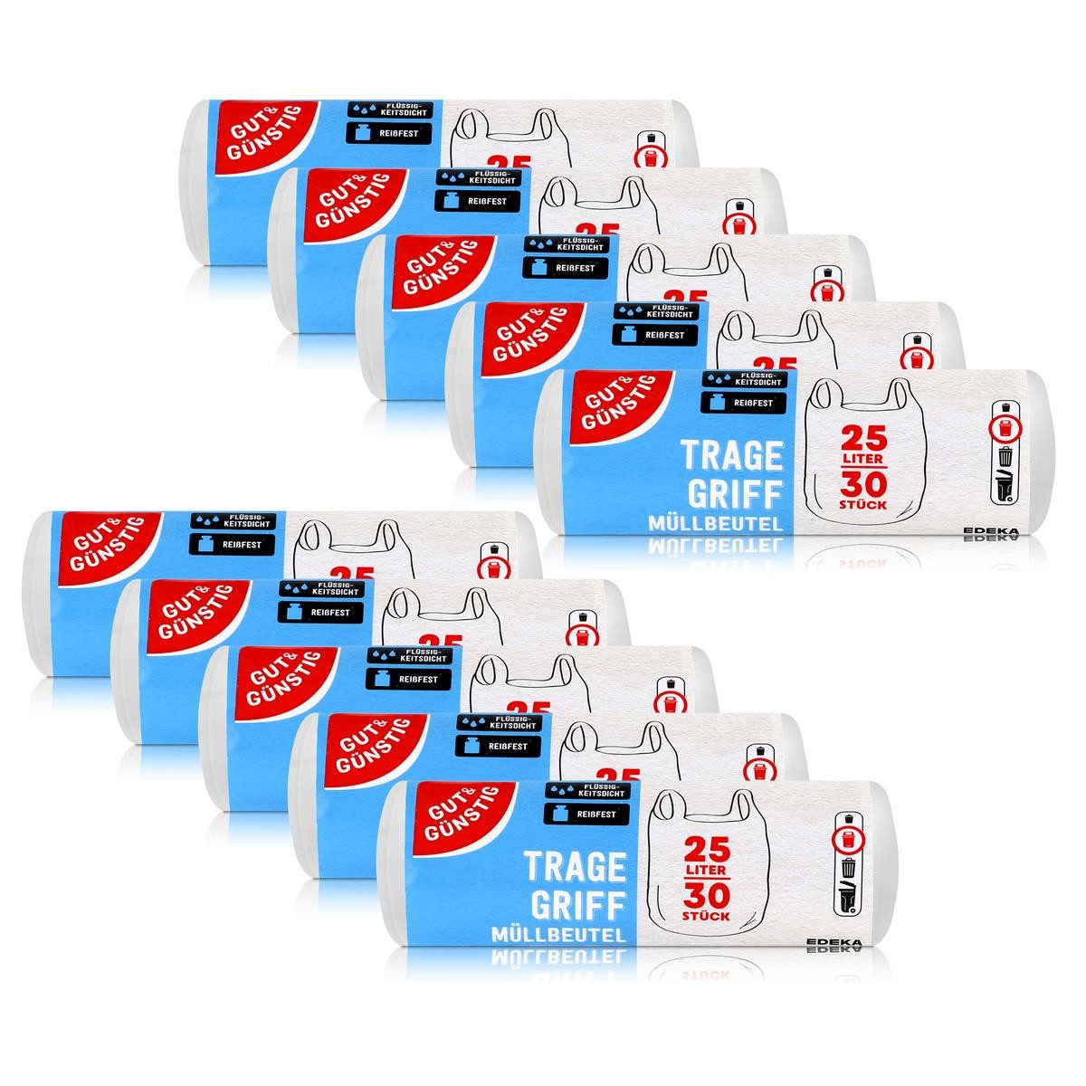 Gut & Günstig Müllbeutel Gut & Günstig Müllbeutel mit Tragegriff 25L/30 Beutel (10er Pack)