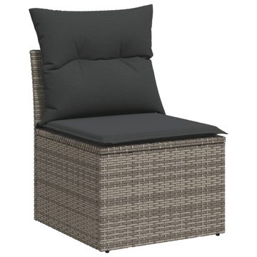 vidaXL Loungesofa 5-tlg. Garten-Sofagarnitur mit Kissen Grau Poly Rattan, 1 Teile