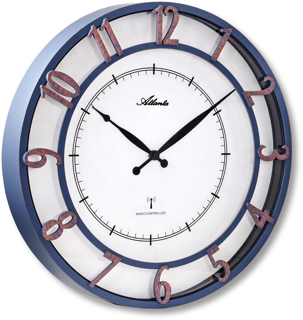 Atlanta Wanduhr moderne XL Funkwanduhr mit Antik-Optik - Atlanta Modell: 4547