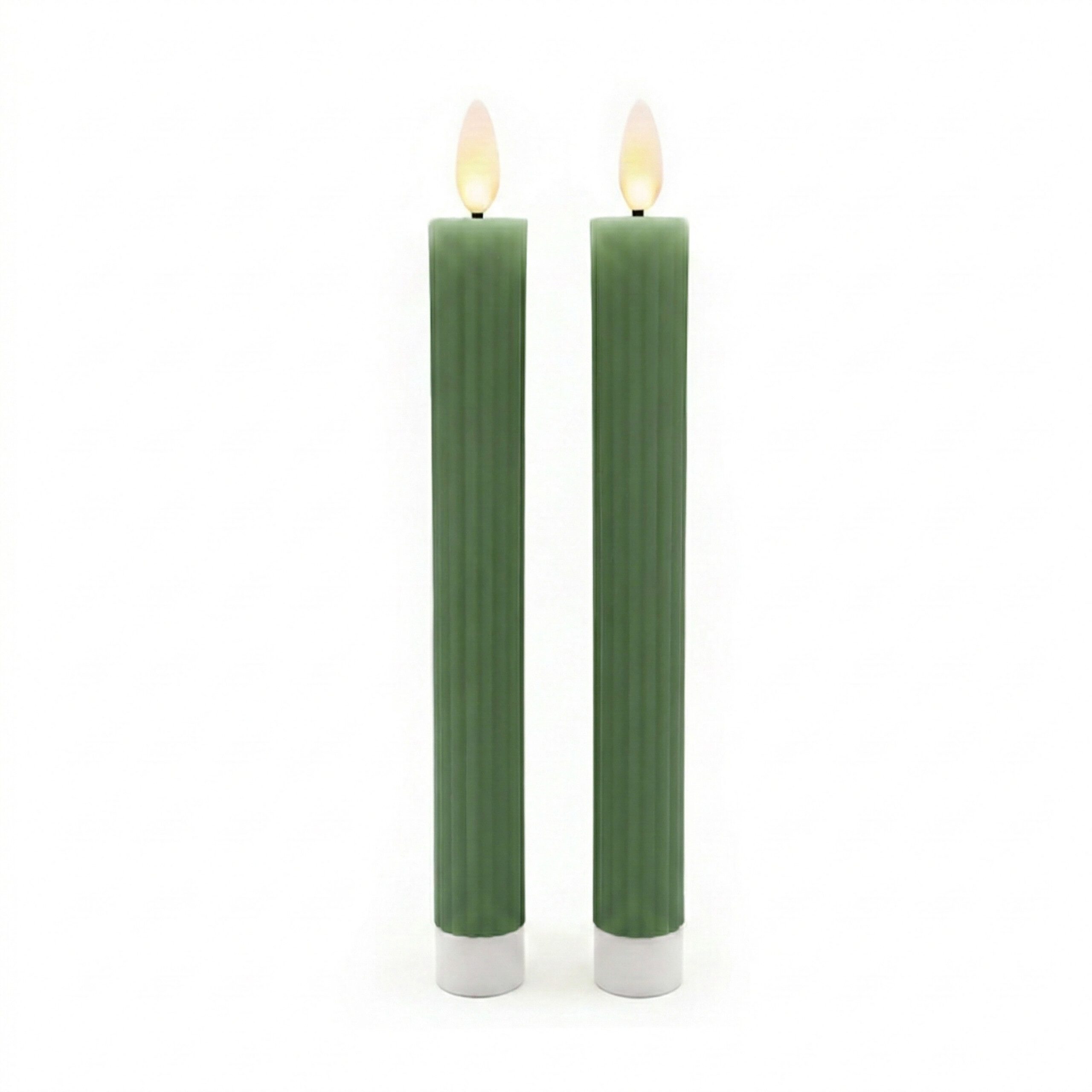 relaxdays LED-Kerze LED Stabkerzen 2er Set, Praktische Timerfunktion, LED, Warmweiß, Khaki